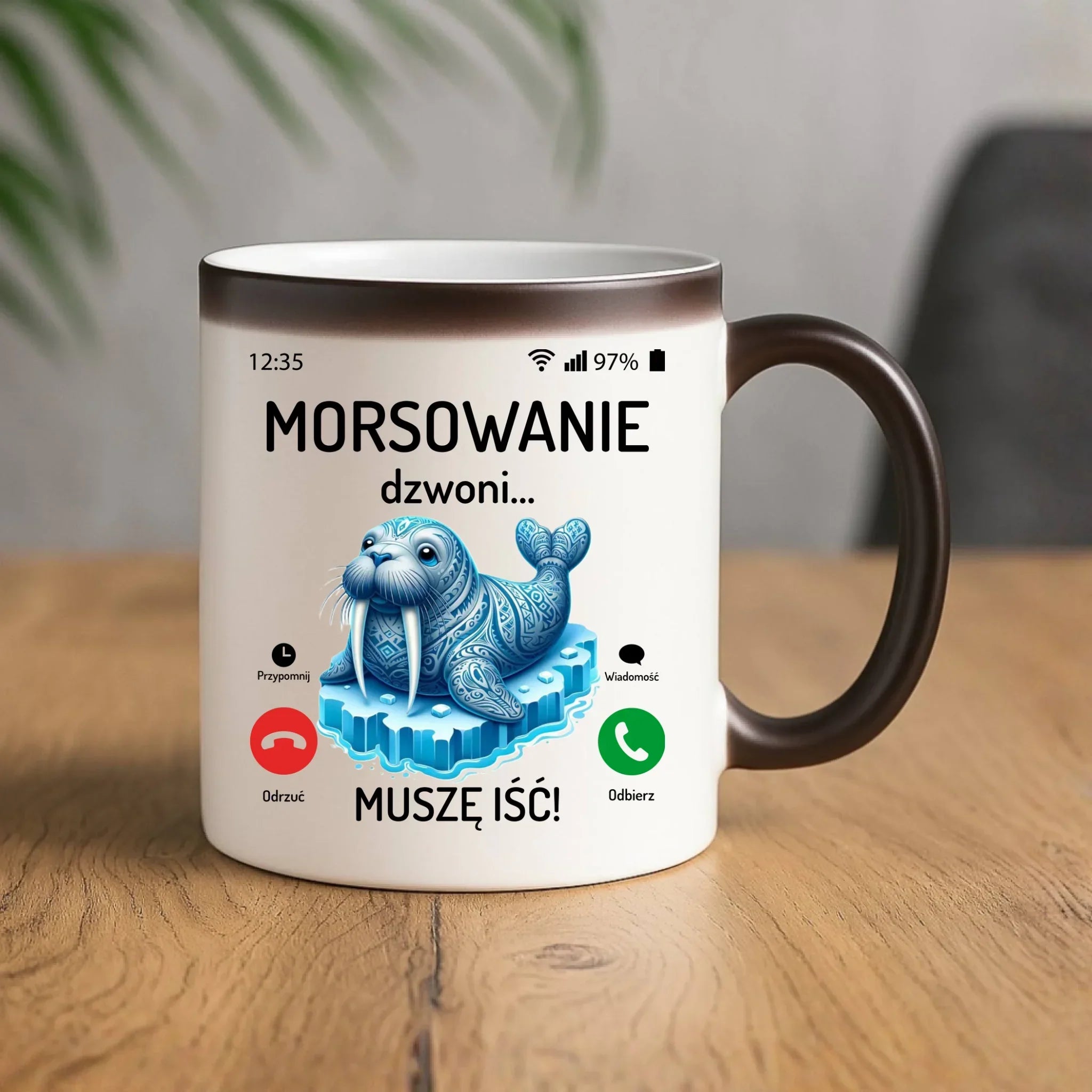 Kubek magiczny - prezent dla morsa - Morsowanie dzwoni muszę iść - Mors HM04 - StoryCups.pl