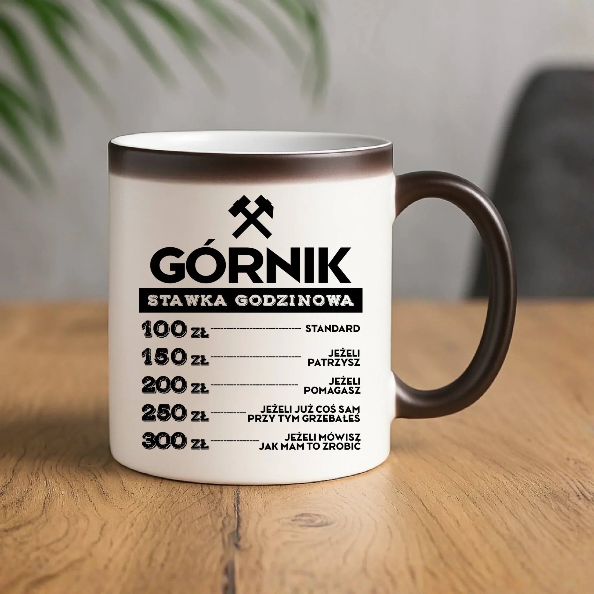 Kubek magiczny - prezent dla górnika - Górnik stawka godzinowa G14 - StoryCups.pl