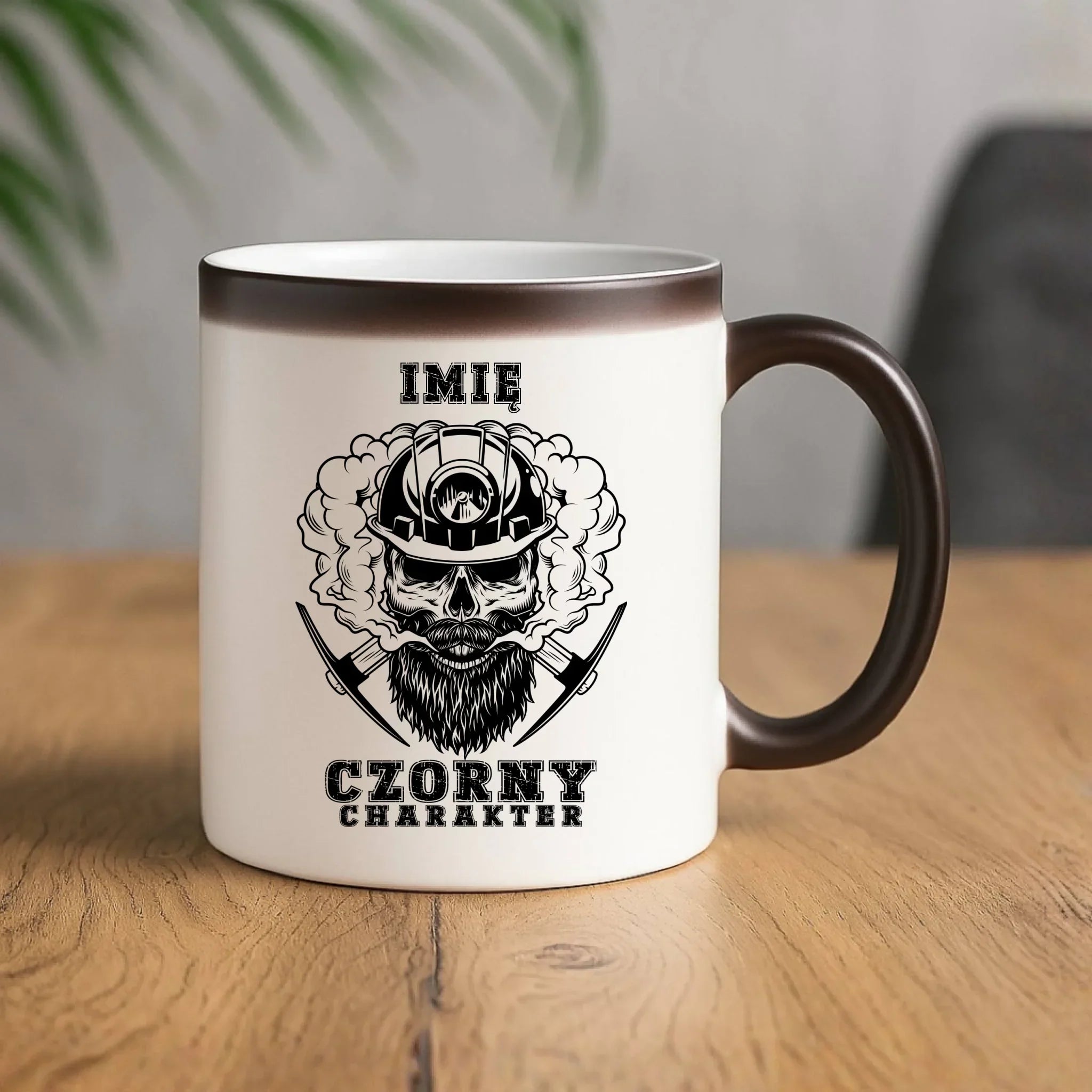 Kubek magiczny - prezent dla górnika - Czorny charakter - personalizowany G06 - StoryCups.pl