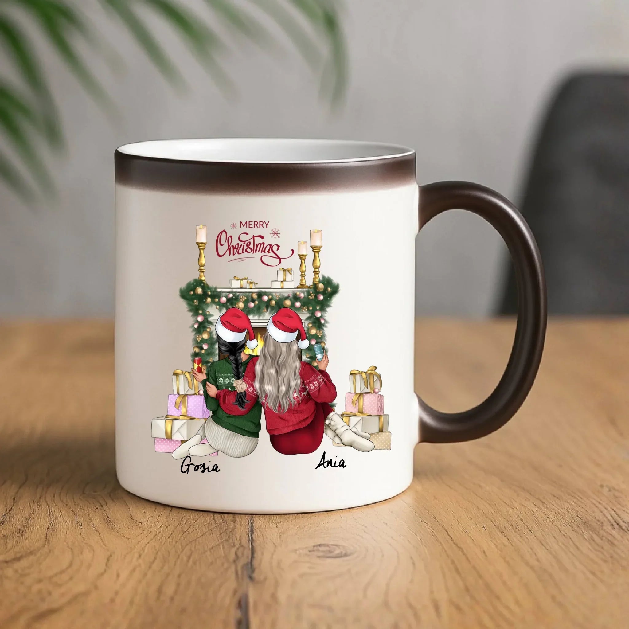 Kubek magiczny świąteczny - prezent dla przyjaciółki - personalizowane postacie 2-4 osoby PR04 - StoryCups.pl