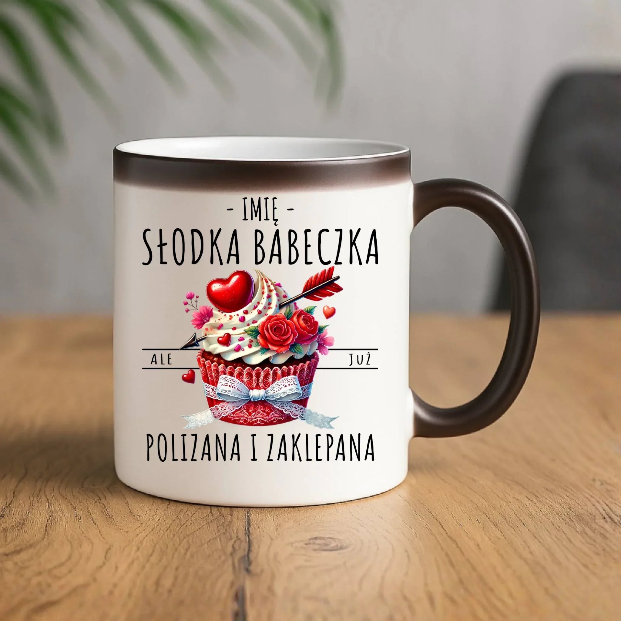 Kubek magiczny - Słodka babeczka polizana i zaklepana - personalizowany W37 - StoryCups.pl