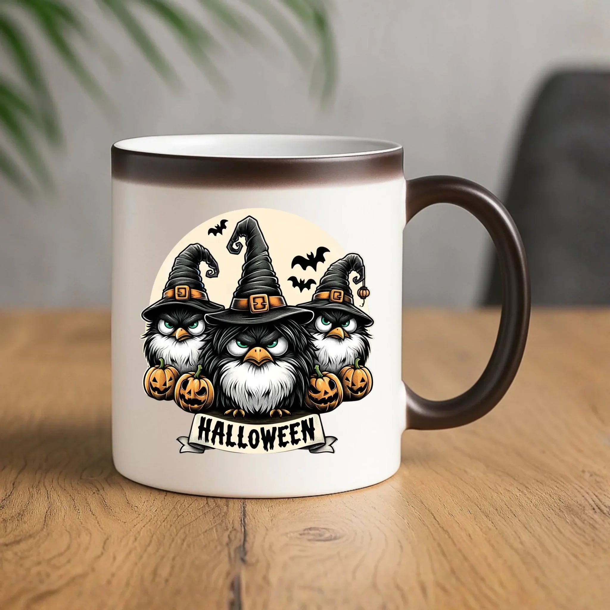 Kubek magiczny na Halloween - Upiorne sowy wiedźmy HL15 - StoryCups.pl