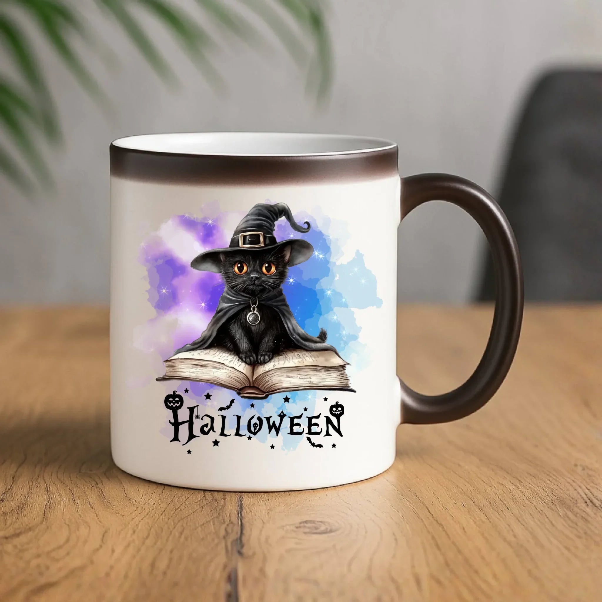 Kubek magiczny na Halloween - Kot Czarodziej HL06 - StoryCups.pl
