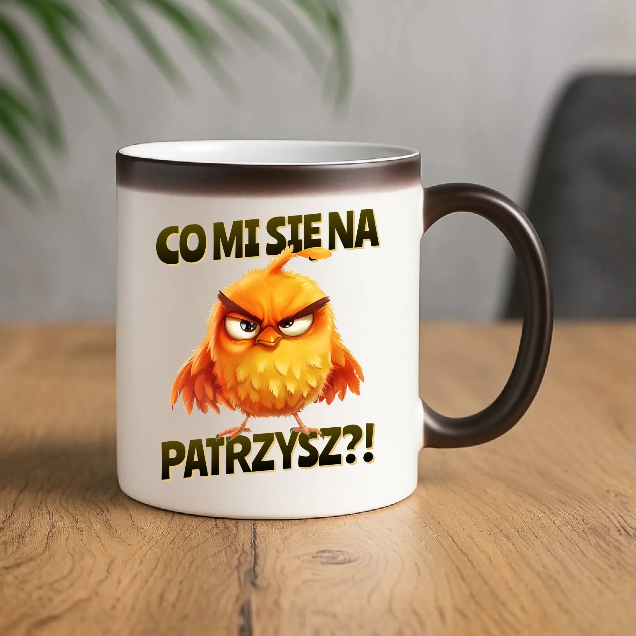 Śmieszny kubek magiczny - Prezent dla chłopaka kolegi - Co mi się na ptaka patrzysz DCH24 - StoryCups.pl