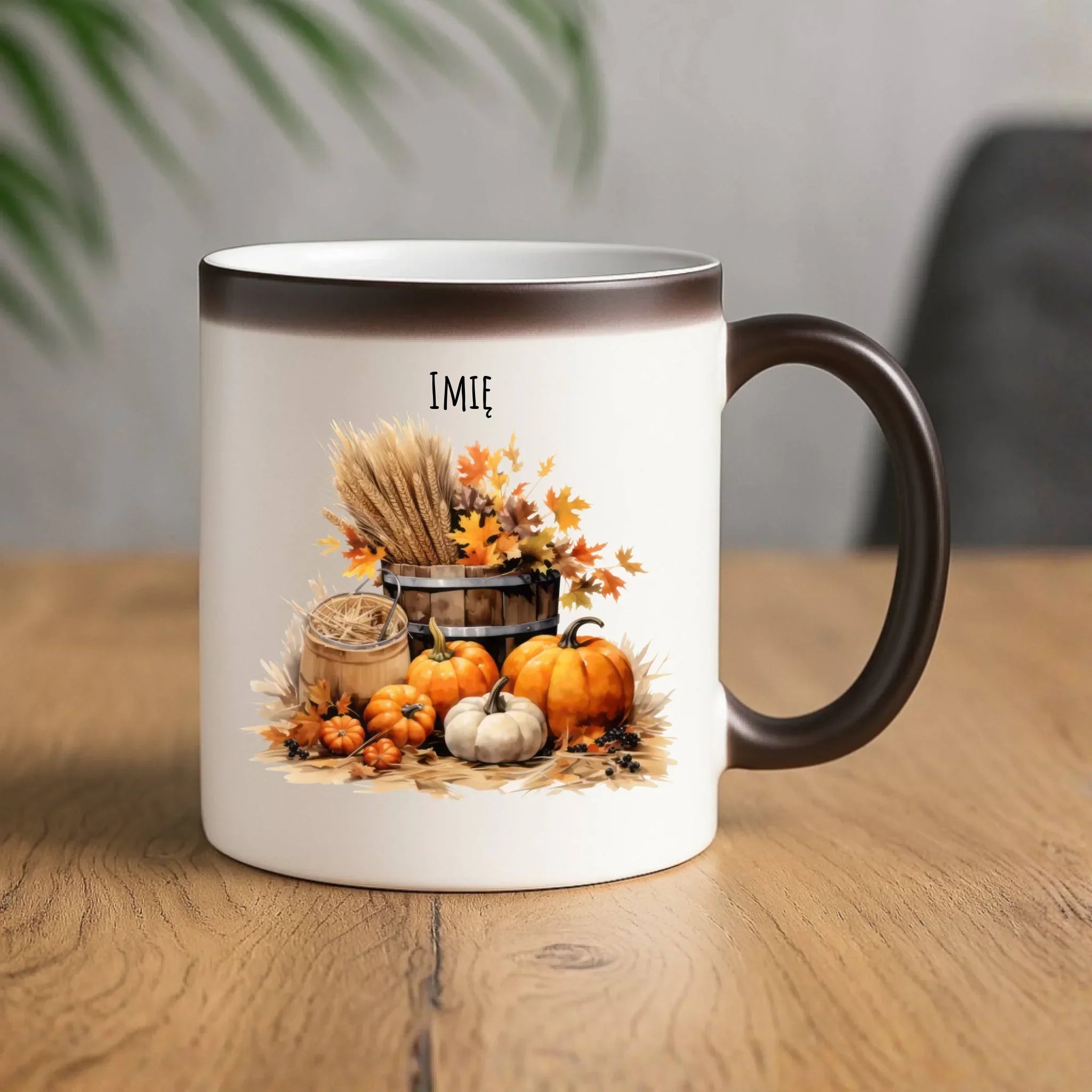Kubek magiczny na jesień - Harvest vibes - personalizowany JS09 - StoryCups.pl