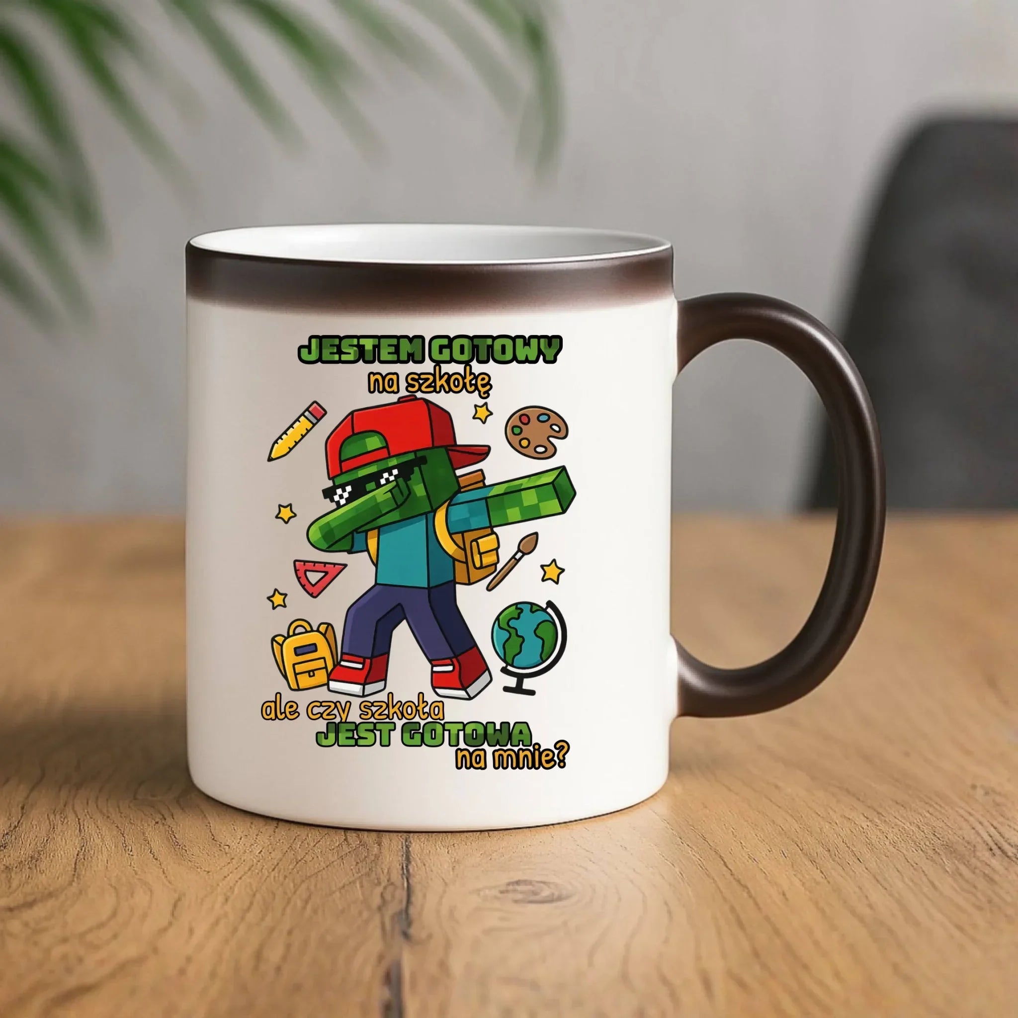 Kubek magiczny inspirowany Minecraft'em Jestem gotowy na szkołę SZ05 - StoryCups.pl