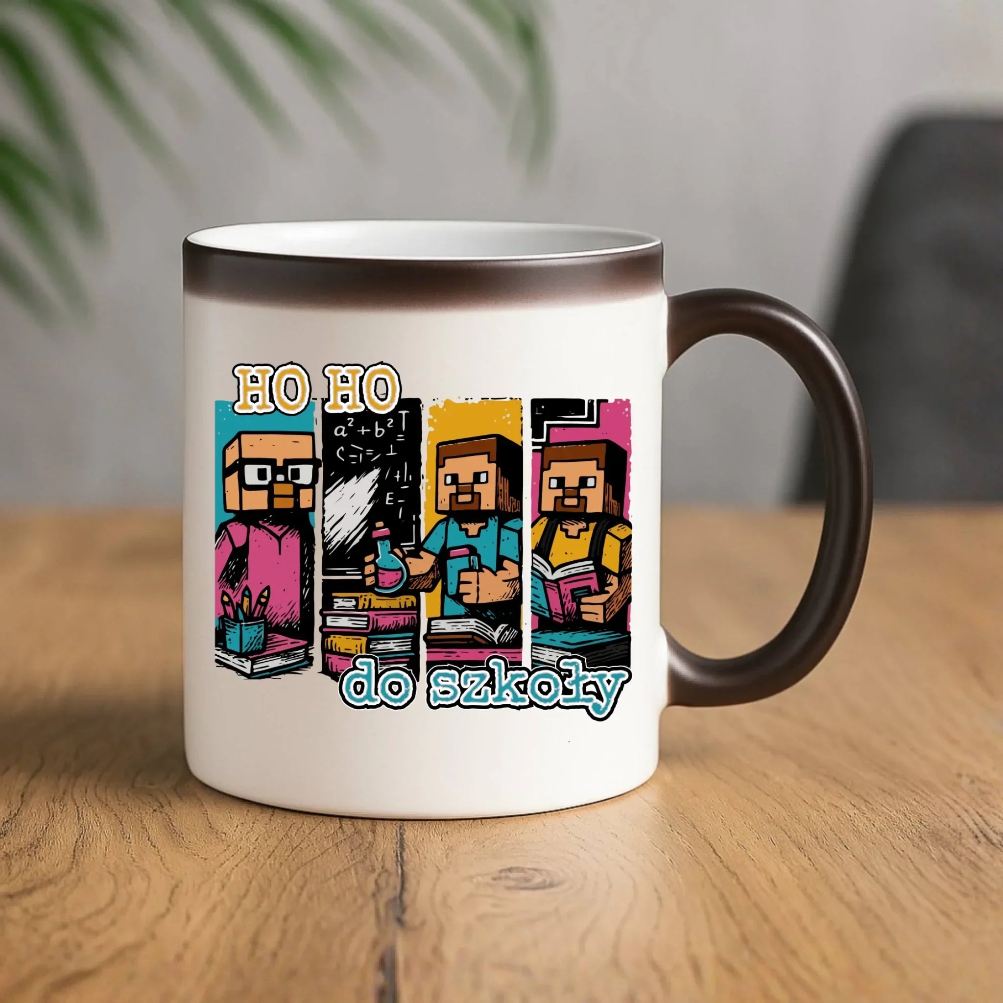 Kubek magiczny w stylu Minecraft Ho ho do szkoły SZ03 - StoryCups.pl