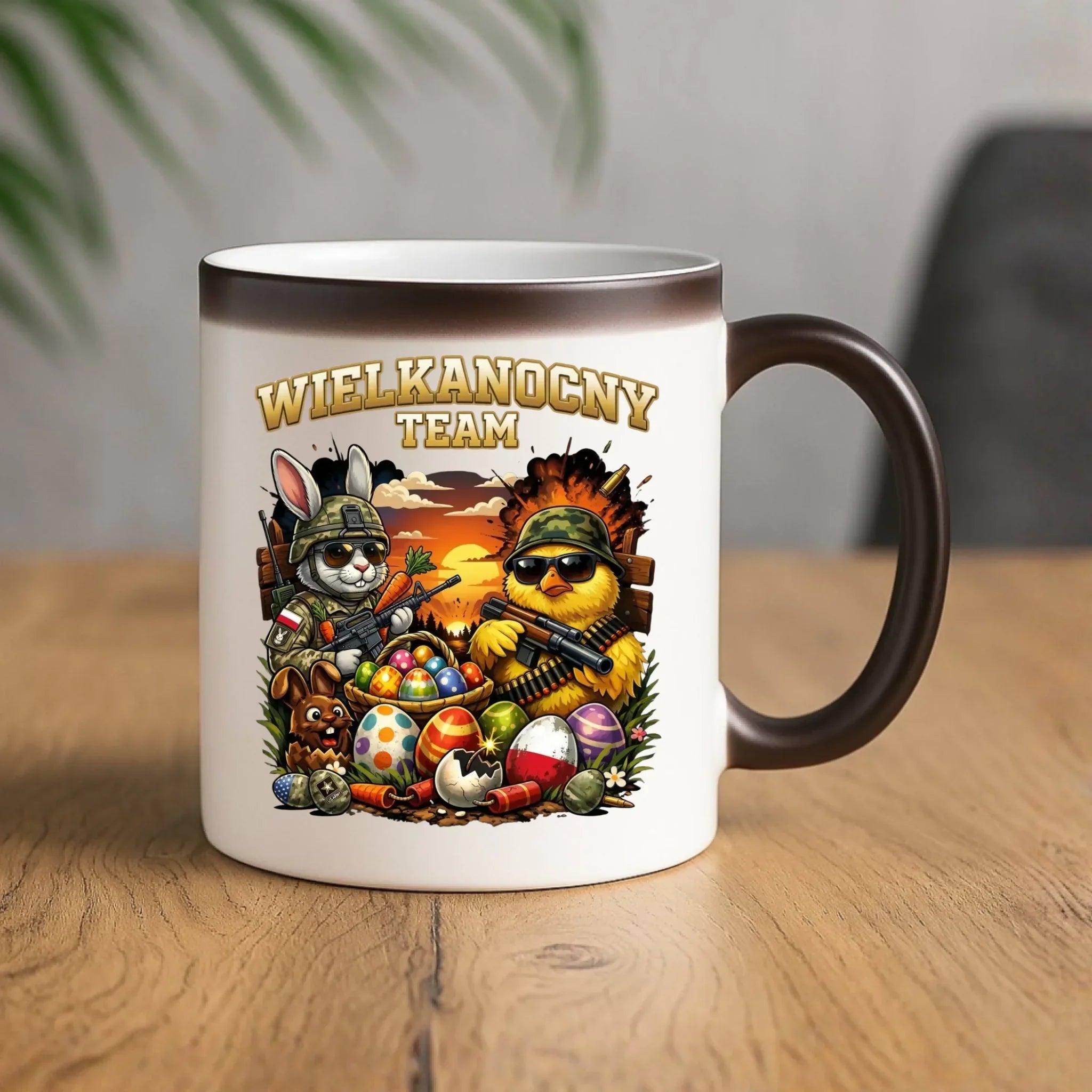 Kubek magiczny na Wielkanoc - Kurczak i zając armia Wielkanocny Team WN37 - StoryCups.pl