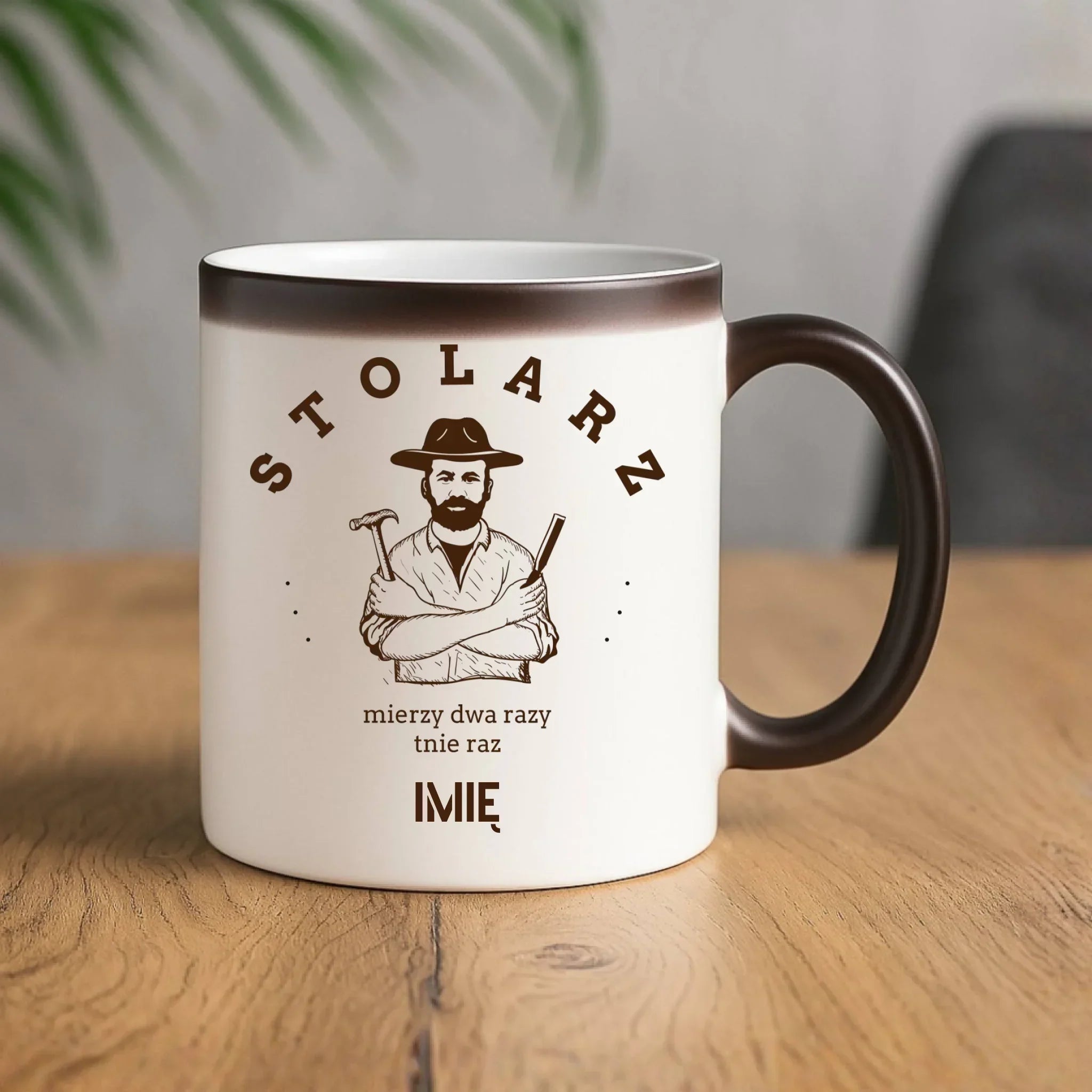Kubek magiczny dla stolarza - Mierzy dwa razy tnie raz - personalizowany ZS02 - StoryCups.pl