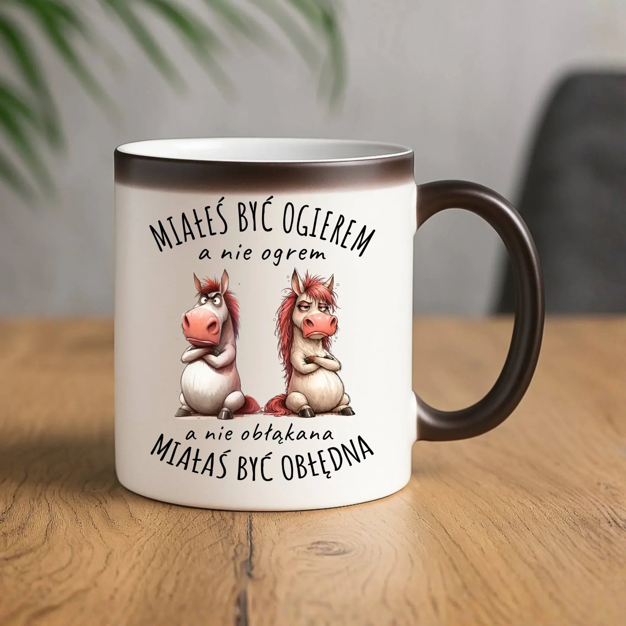 Kubek magiczny dla par - Ogier & Obłędna - śmieszny W85 - StoryCups.pl