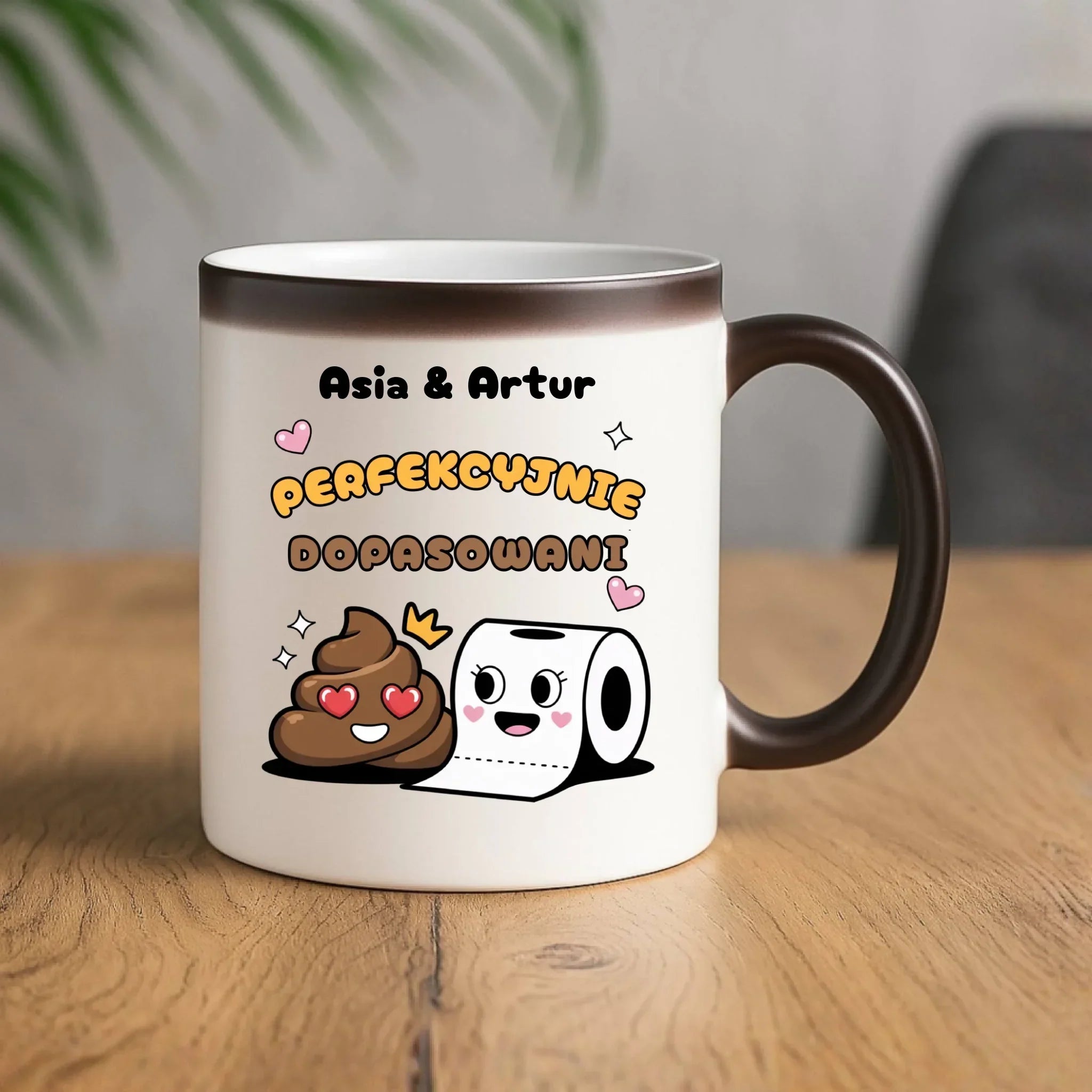 Kubek magiczny dla par - Perfekcyjnie dopasowani - personalizowany W81 - StoryCups.pl