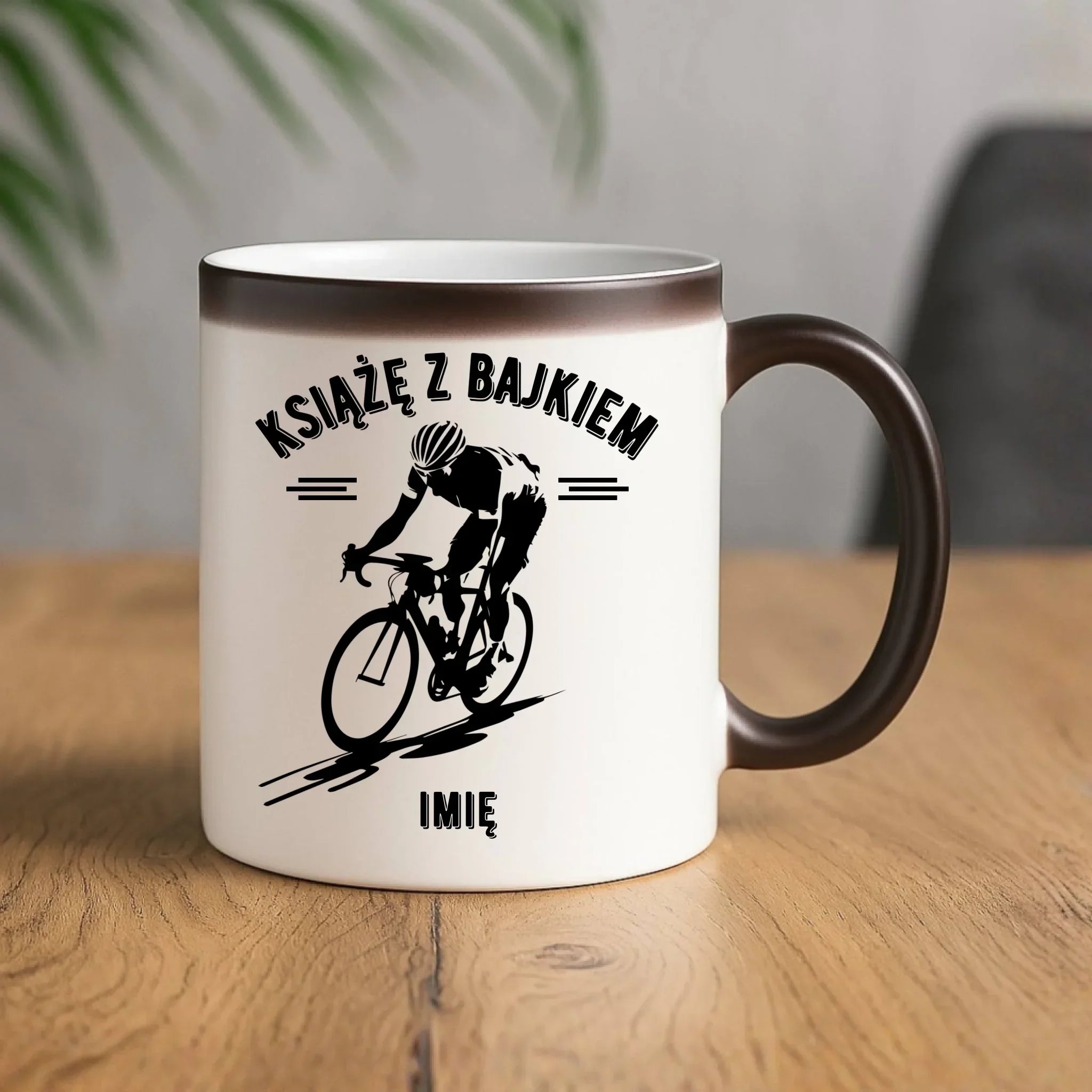 Kubek magiczny dla rowerzysty - Książę z bajkiem - personalizowany HR01 - StoryCups.pl