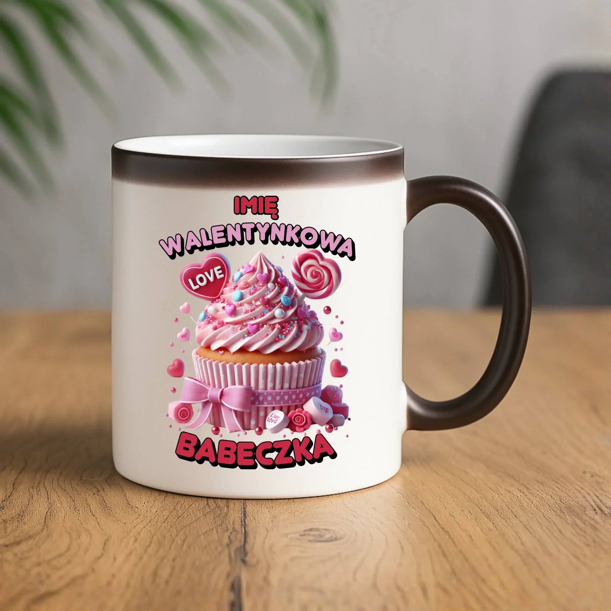 Kubek magiczny na Walentynki - Walentynkowa Babeczka - personalizowany W21 - StoryCups.pl