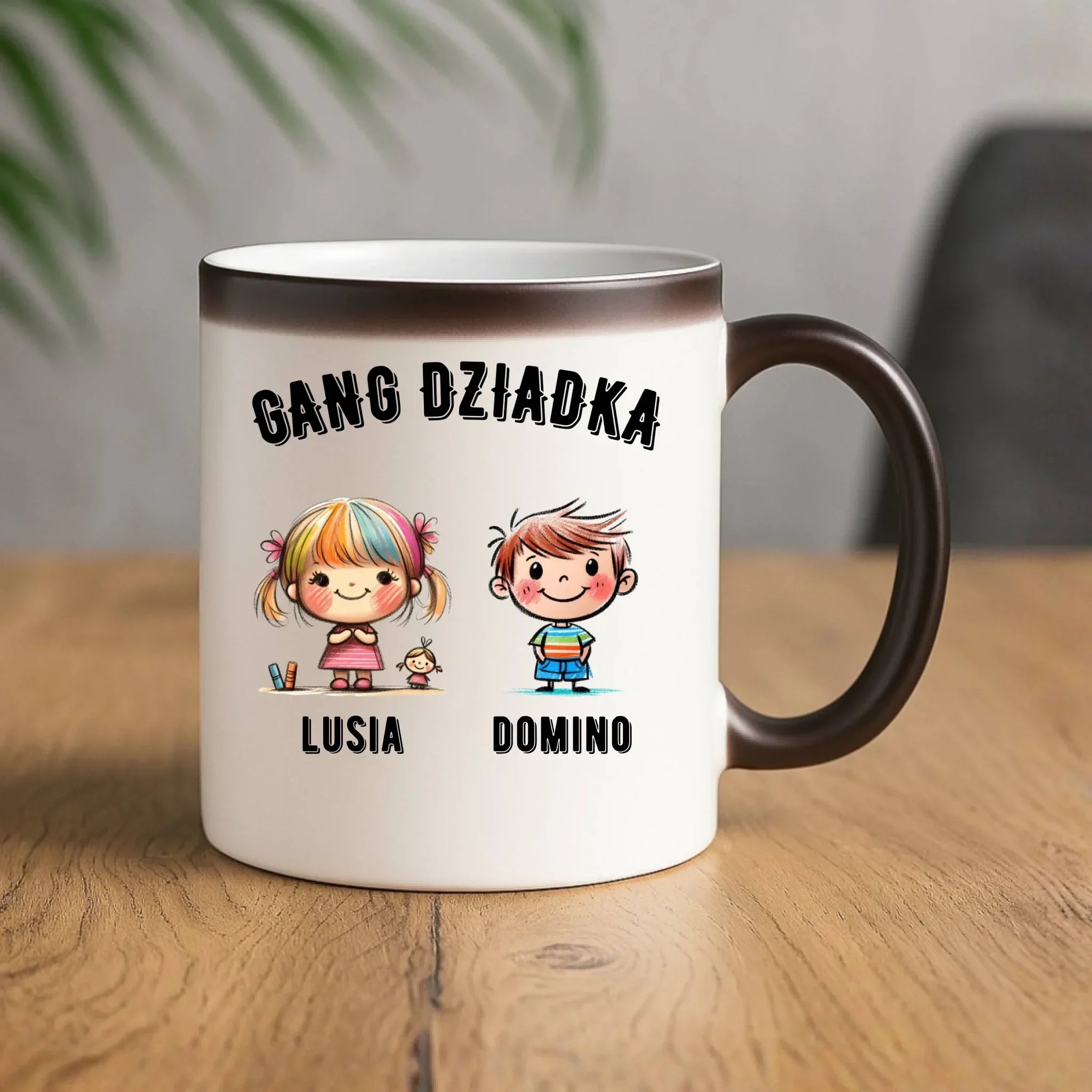 Kubek magiczny dla dziadka - Gang Dziadka imiona wnuków 2-6 - personalizowany D18 - StoryCups.pl