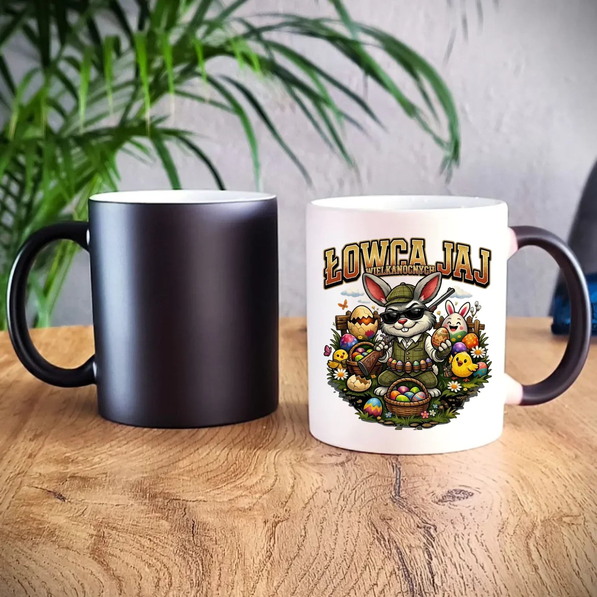 Kubek magiczny wielkanocny - Zając Łowca Jaj WN12 - StoryCups.pl
