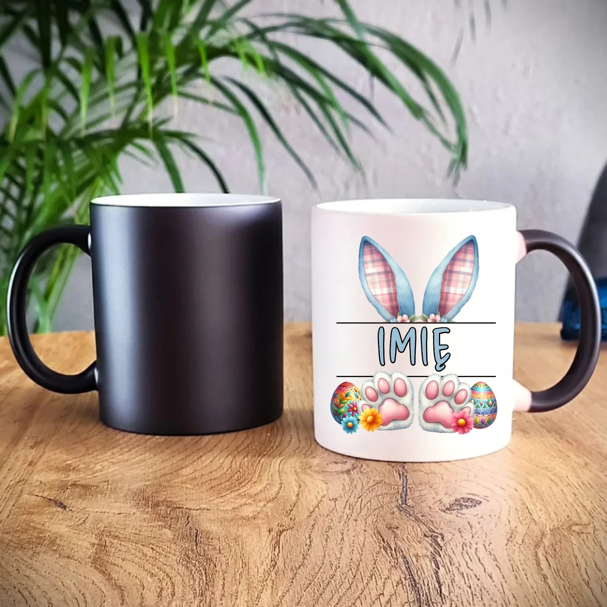 Kubek magiczny wielkanocny dla chłopca - Zajączek - personalizowany WN11 - StoryCups.pl