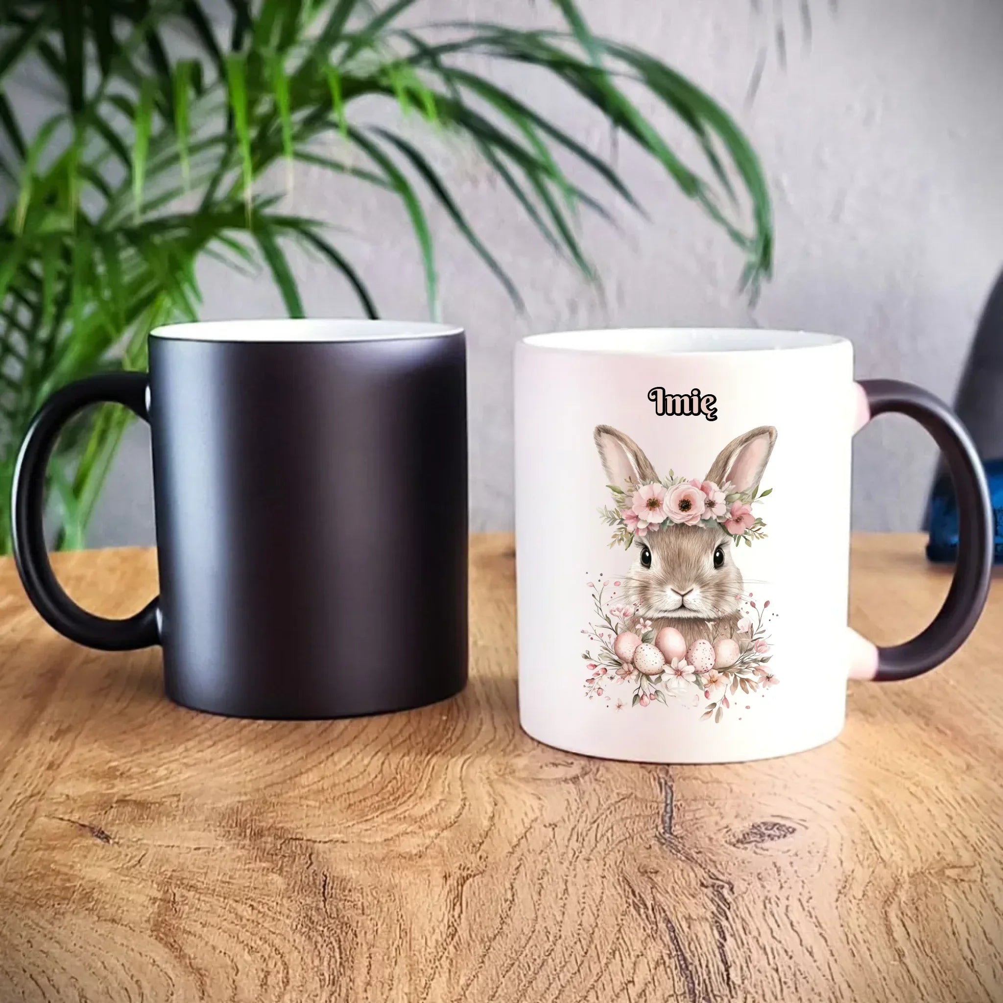 Kubek magiczny na Wielkanoc - Zajączek Boho - Prezent personalizowany WN05 - StoryCups.pl