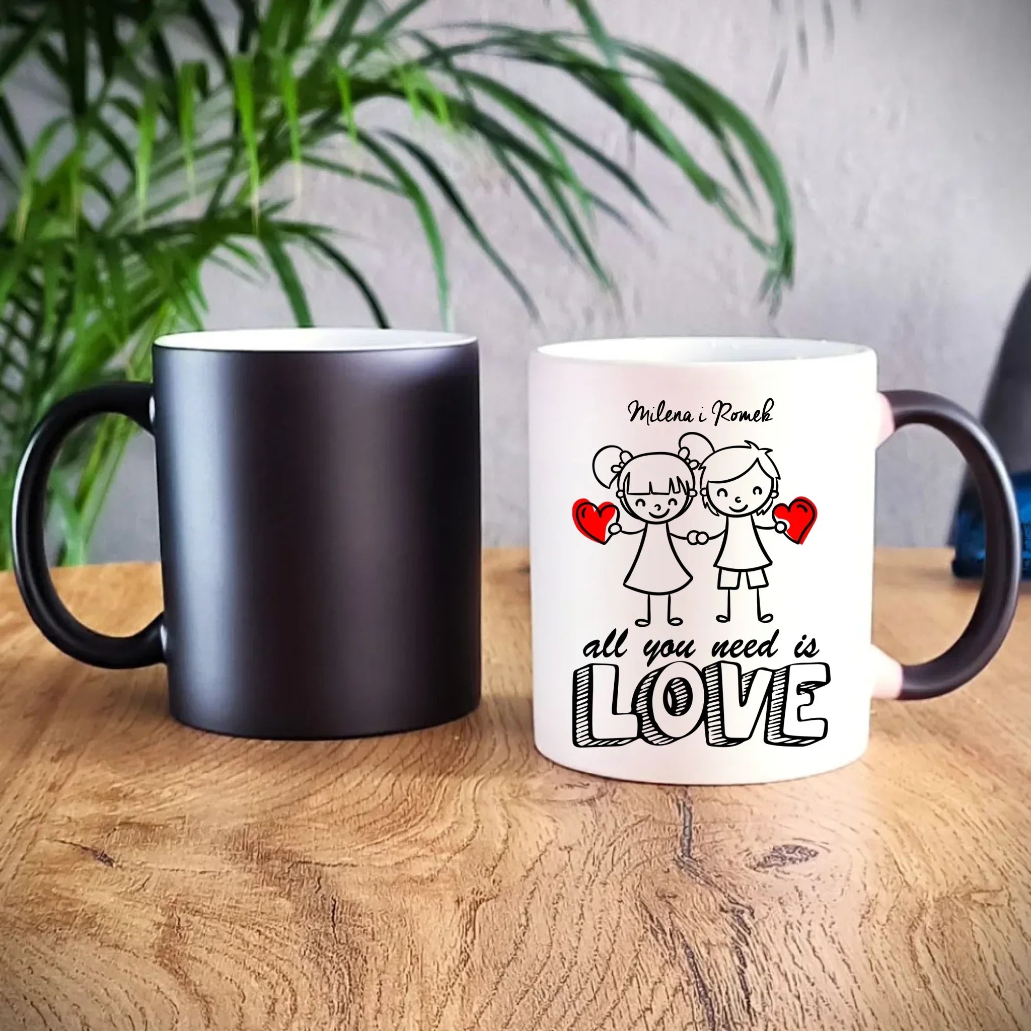 Kubek magiczny dla par - All You need is love - personalizowany W13 - StoryCups.pl
