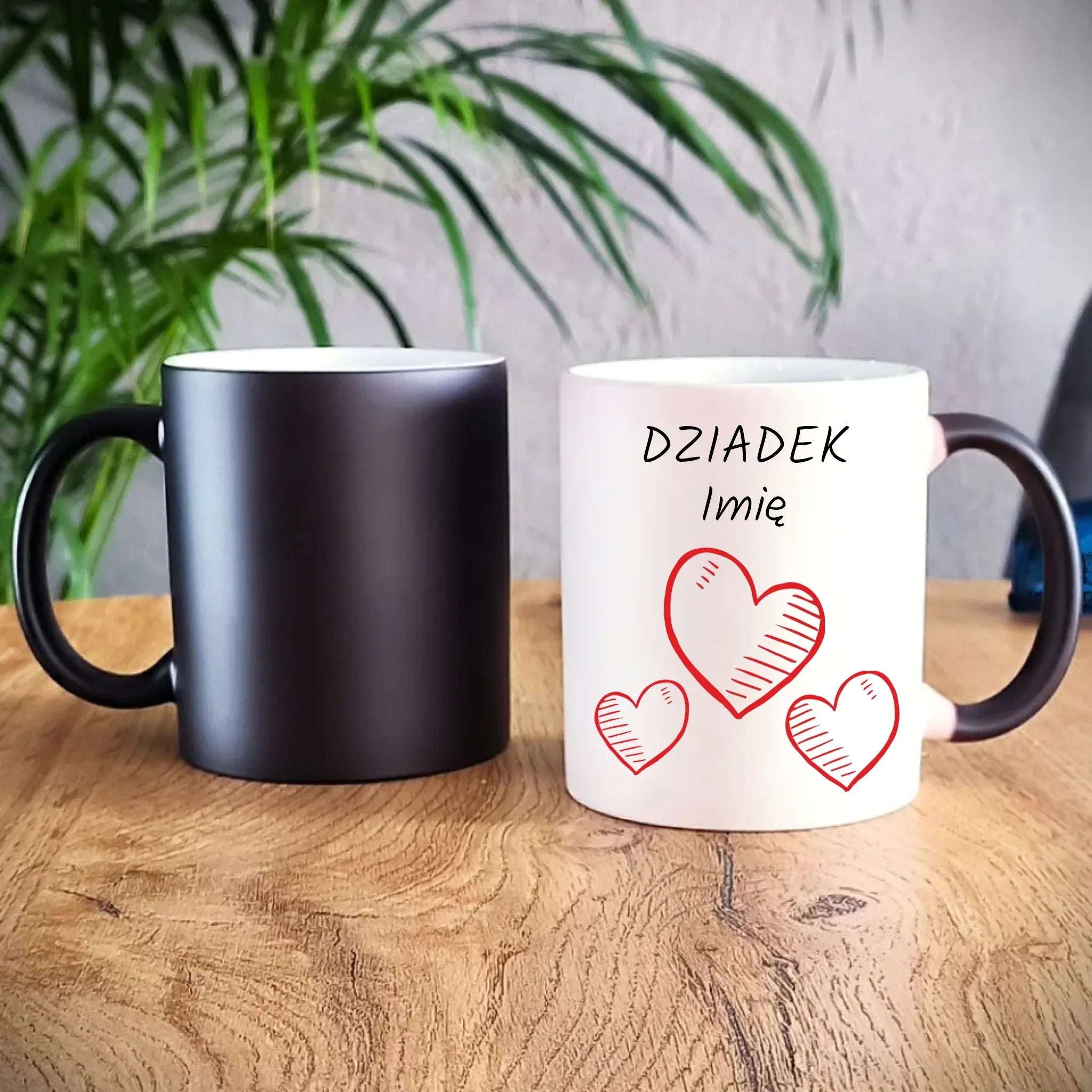 Kubek magiczny dla dziadka - Serca - personalizowany D01 - StoryCups.pl