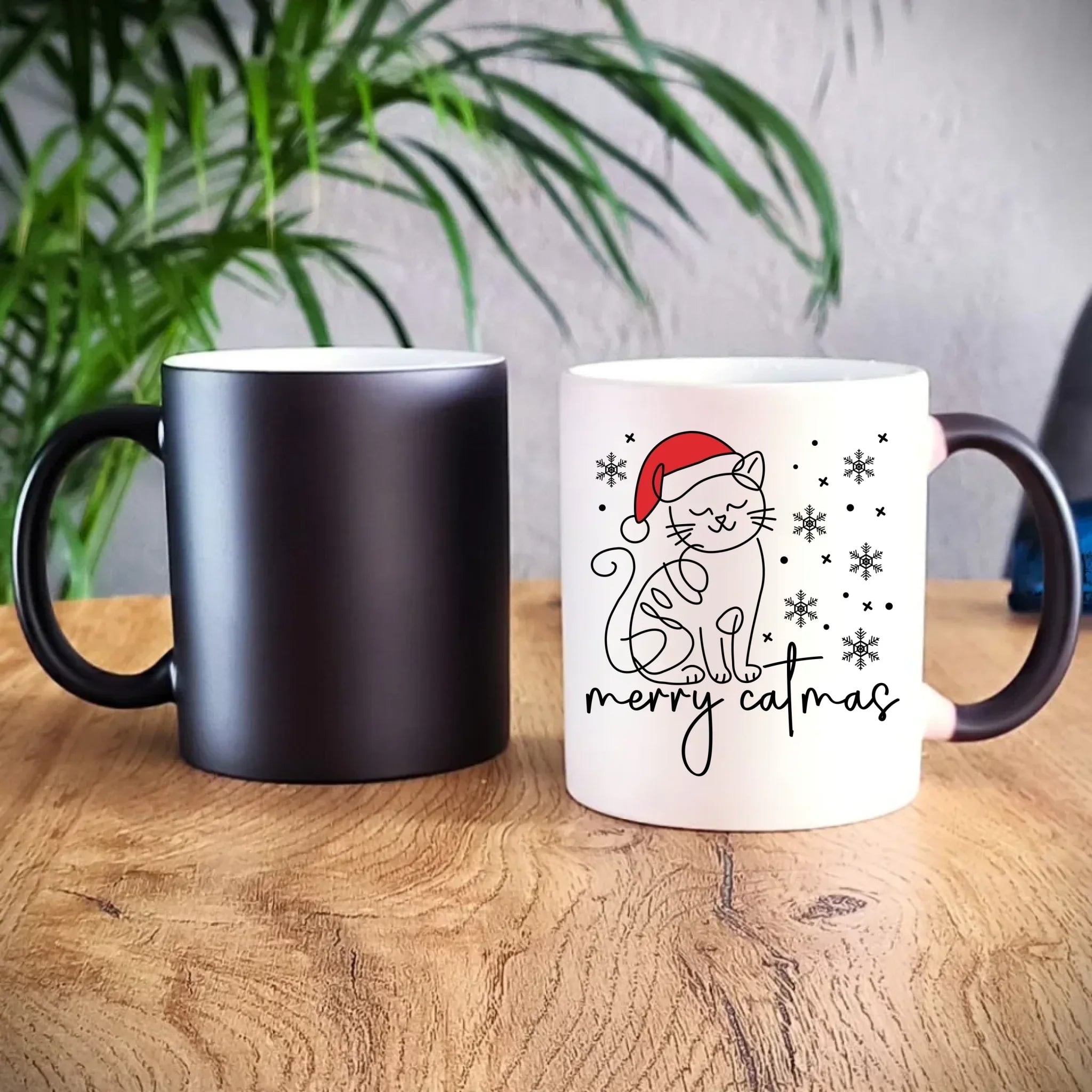 Kubek magiczny świąteczny - prezent dla kociary - Merry catmas BN151 - StoryCups.pl