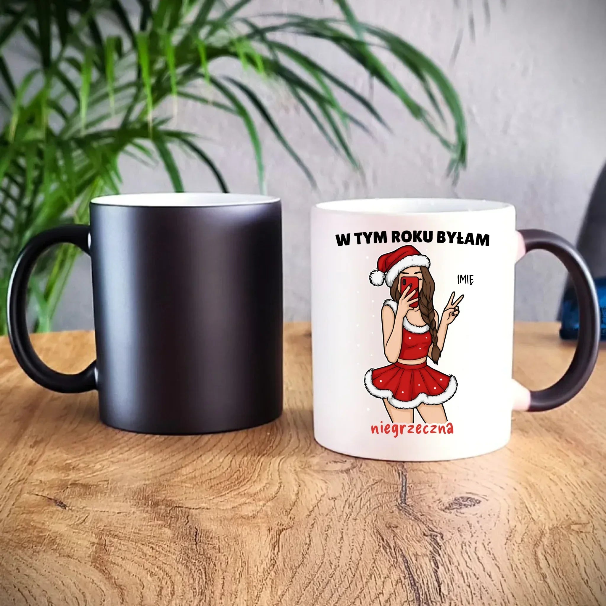 Kubek magiczny świąteczny - W tym toku byłam niegrzeczna - personalizowany BN21 - StoryCups.pl