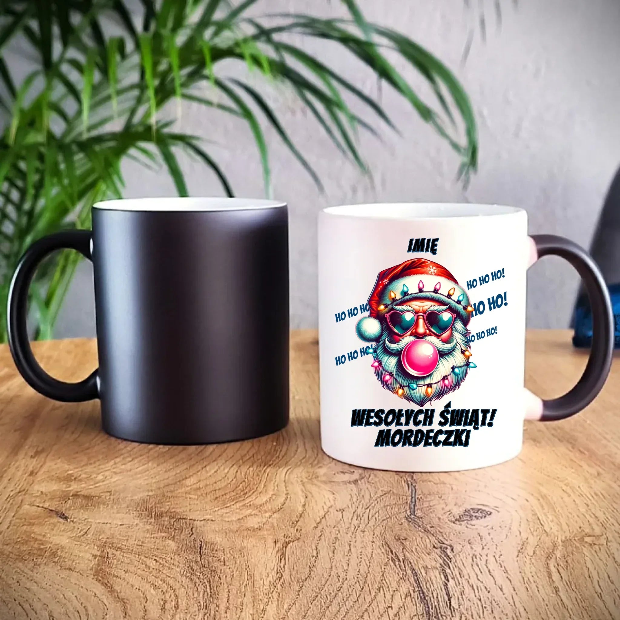 Kubek magiczny świąteczny - Mikołaj Wesołych Świąt Mordeczki - personalizowany BN17 - StoryCups.pl