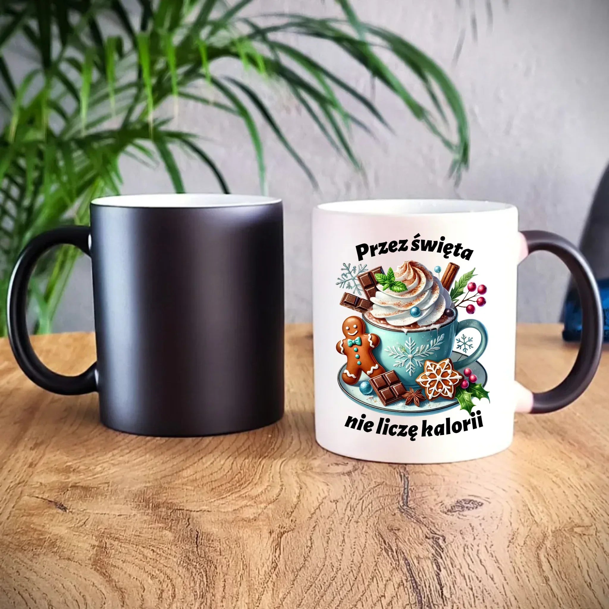 Kubek magiczny świąteczny - Przez święta nie liczę kalorii BN31 - StoryCups.pl