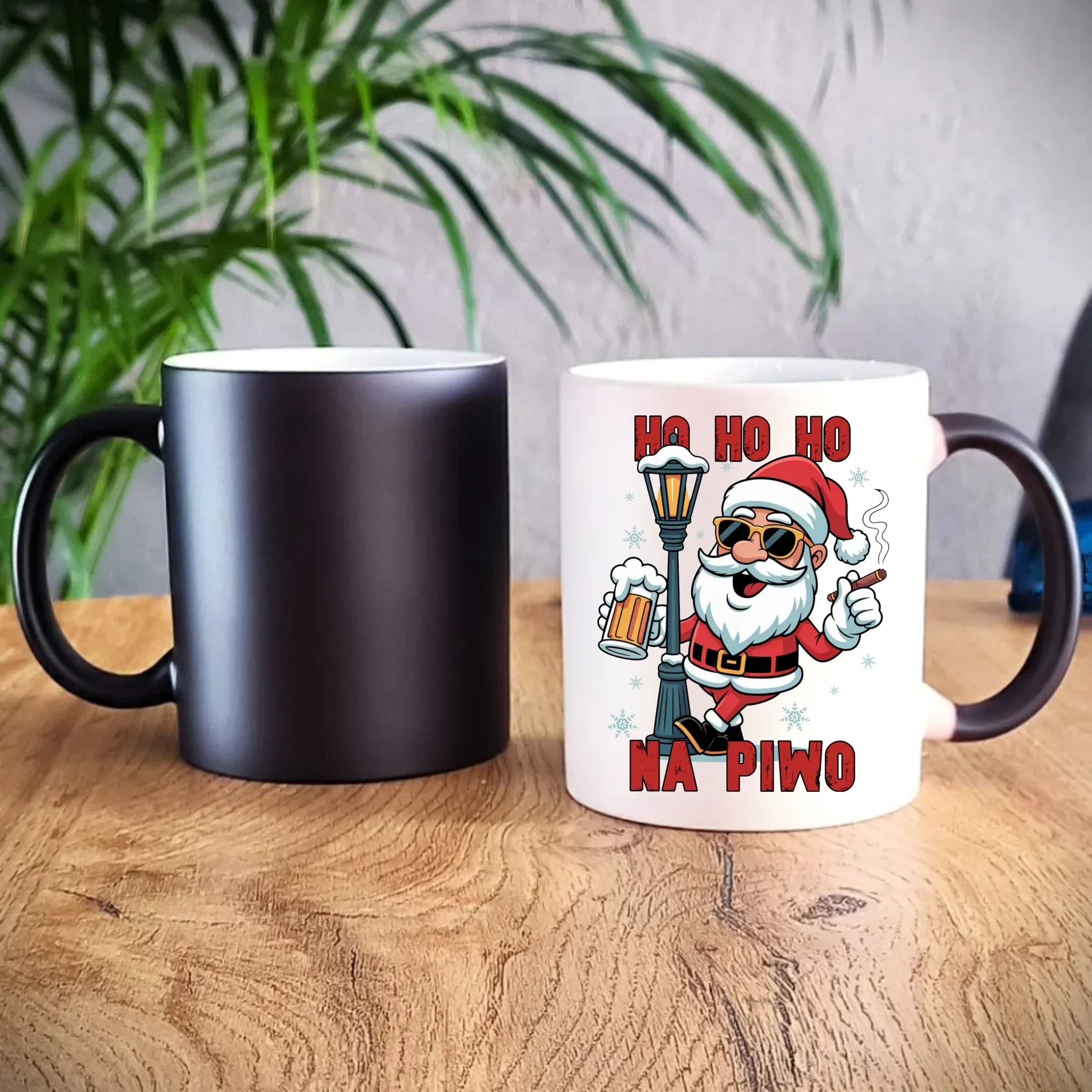 Kubek magiczny świąteczny - Mikołaj Ho ho ho na piwo BN64 - StoryCups.pl