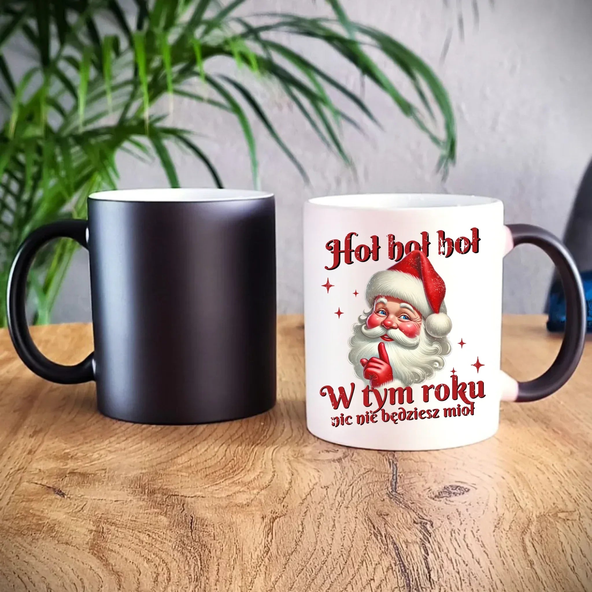 Kubek magiczny świąteczny - Mikołaj Hoł hoł nic nie będziesz mioł BN66 - StoryCups.pl