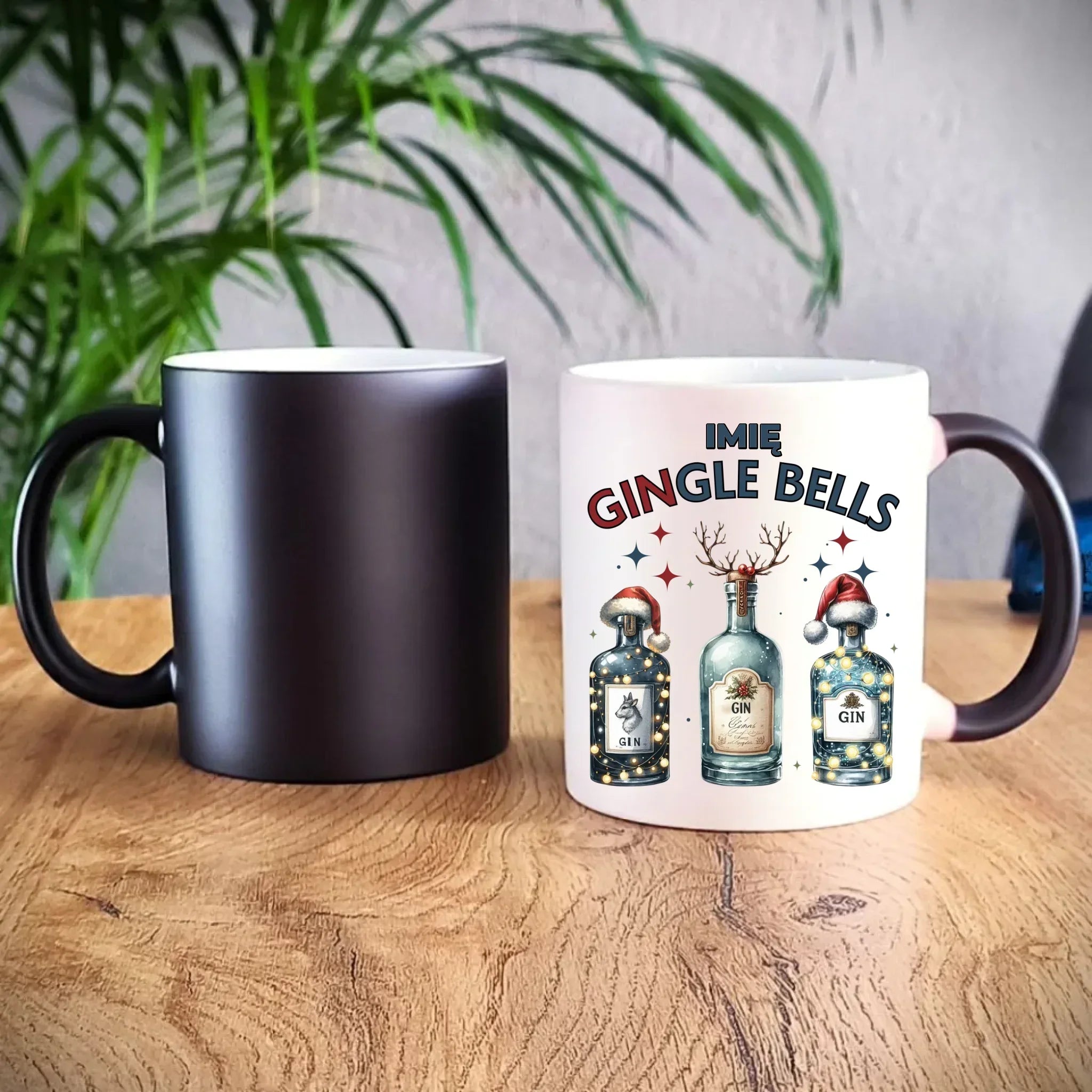 Kubek magiczny świąteczny - Gin Gingle bells - personalizowany BN68 - StoryCups.pl