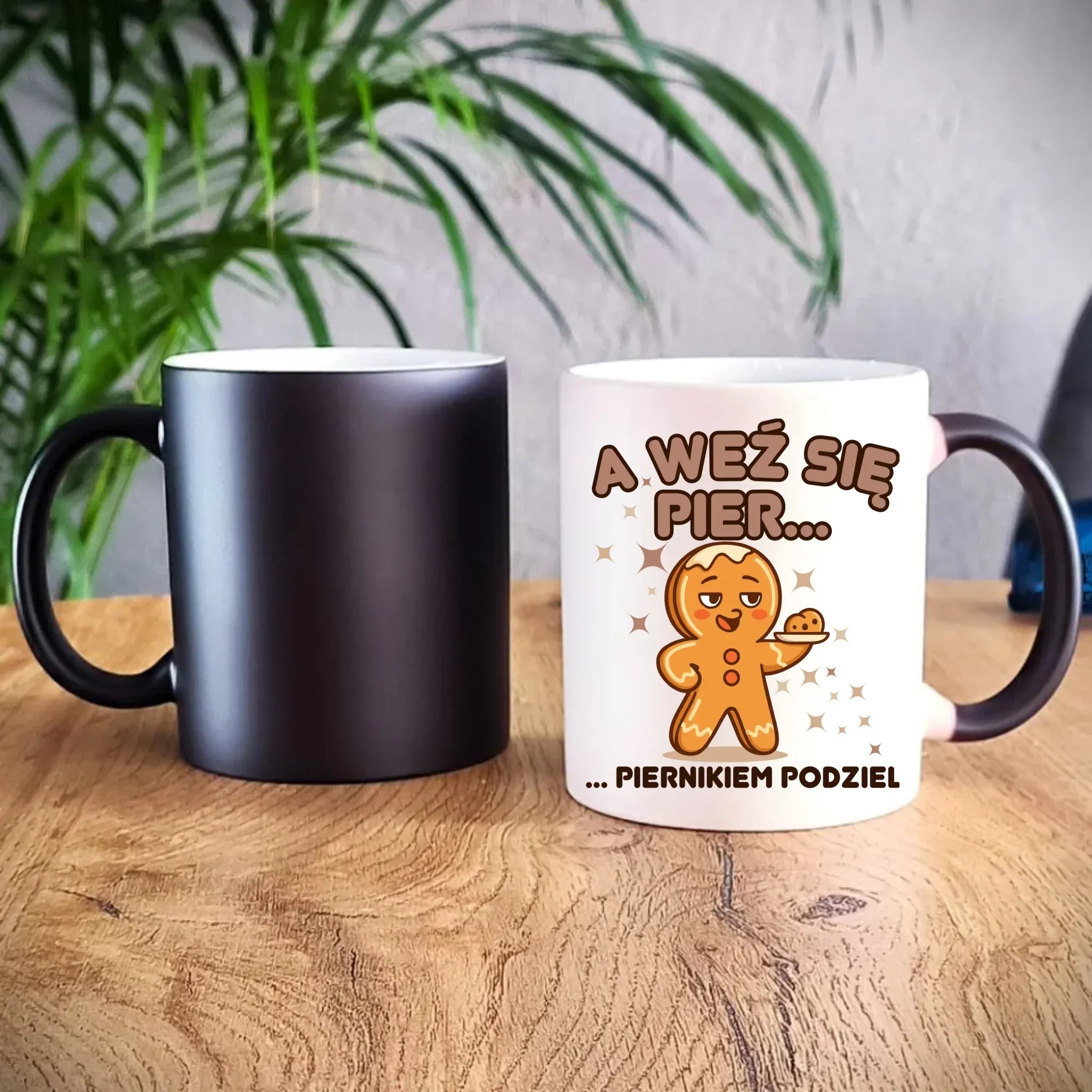 Kubek magiczny świąteczny - Piernik A weź się pier... piernikiem podziel BN87 - StoryCups.pl