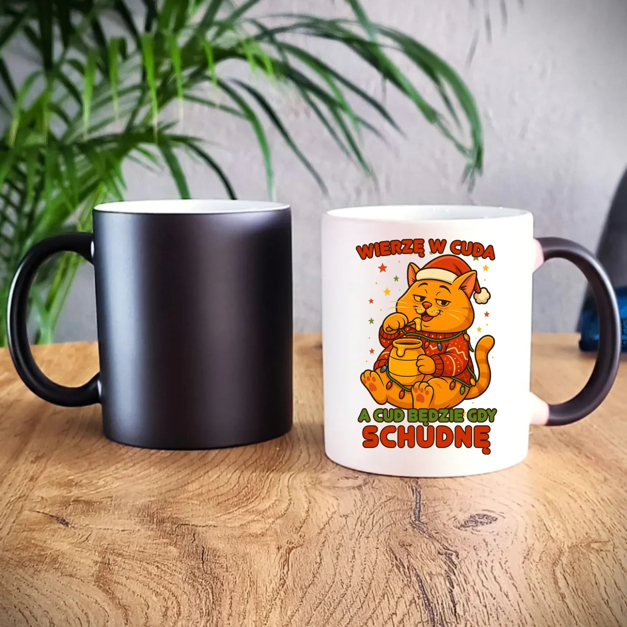 Kubek magiczny świąteczny - Wierzę w cuda, a cud będzie gdy schudnę BN88 - StoryCups.pl