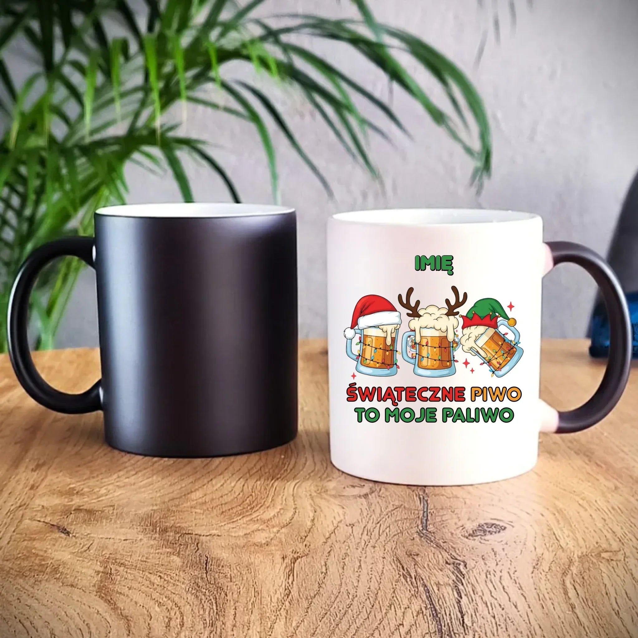 Kubek magiczny świąteczny - Świąteczne piwo to moje paliwo - personalizowany BN119 - StoryCups.pl