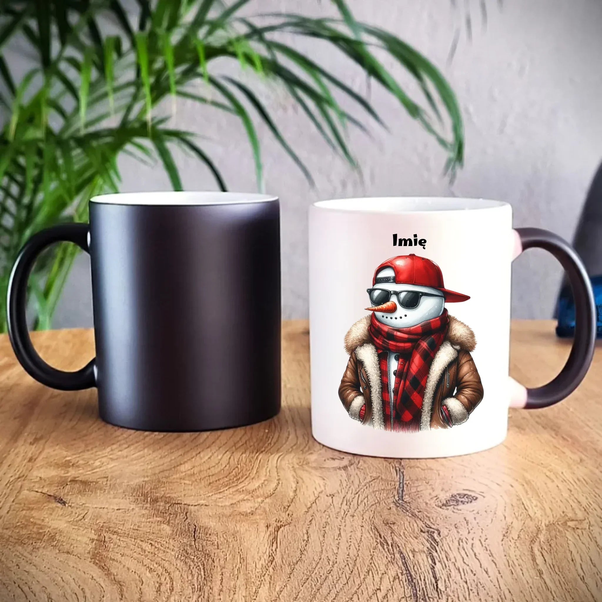 Kubek magiczny świąteczny - Stylowy bałwan - personalizowany BN129 - StoryCups.pl