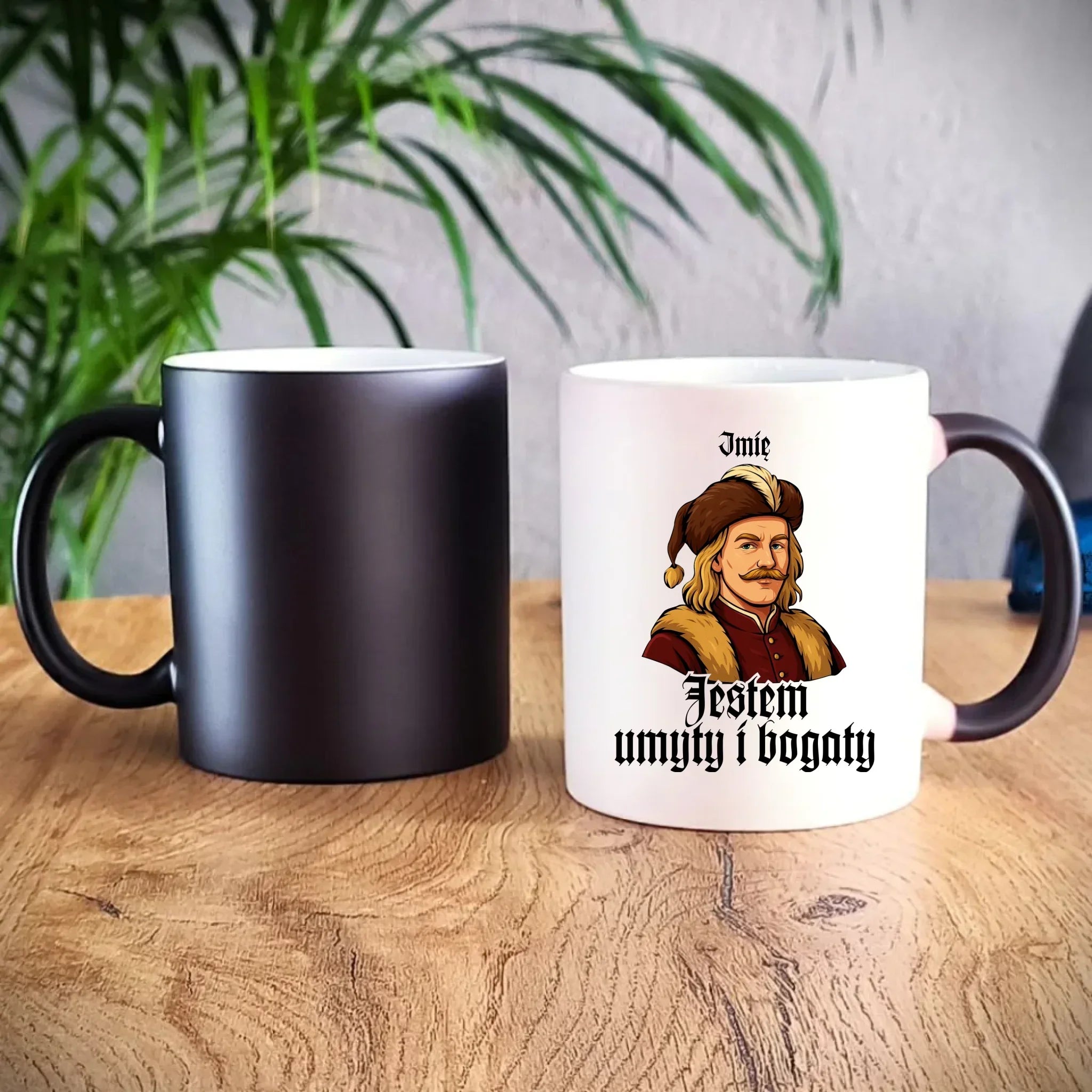 Kubek magiczny - Jestem umyty i bogaty - dla fanów serialu 1670 - personalizowany H60 - StoryCups.pl