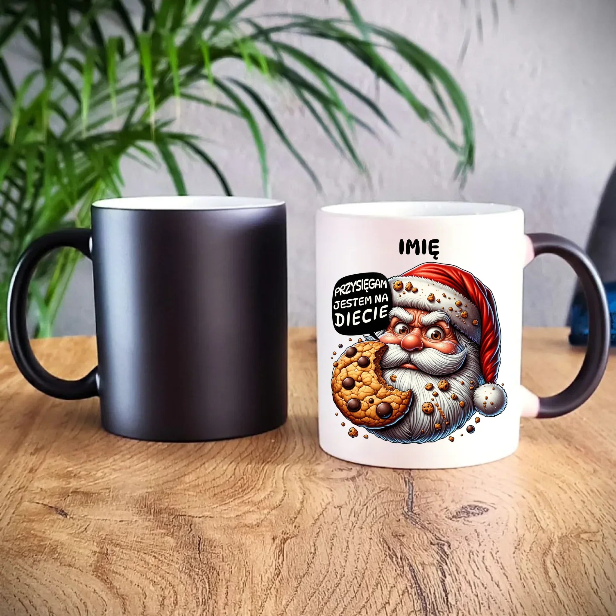 Kubek magiczny świąteczny - Mikołaj Przysięgam jestem na diecie - personalizowany BN97 - StoryCups.pl