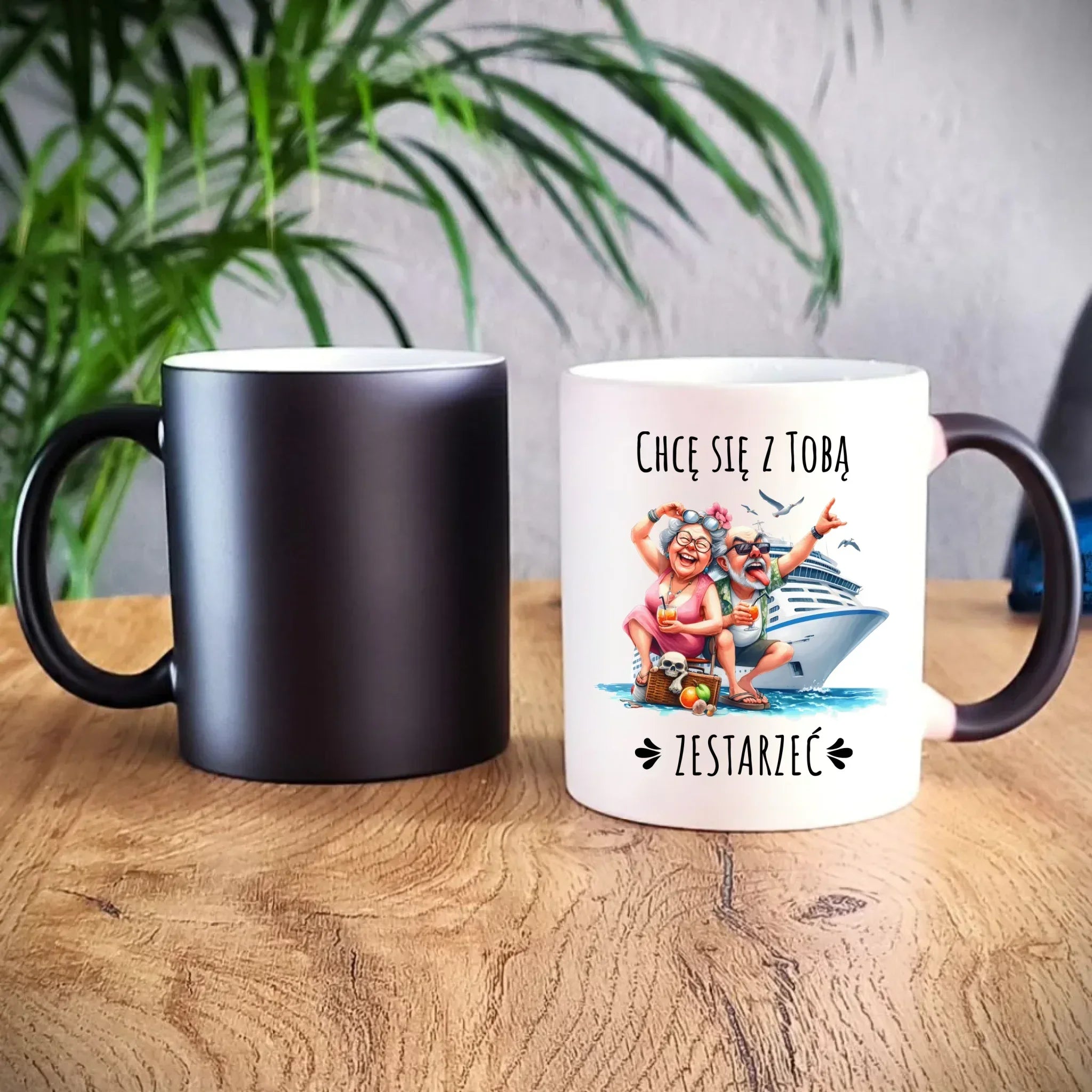 Kubek magiczny dla par - Chcę się z Tobą zestarzeć W80 - StoryCups.pl