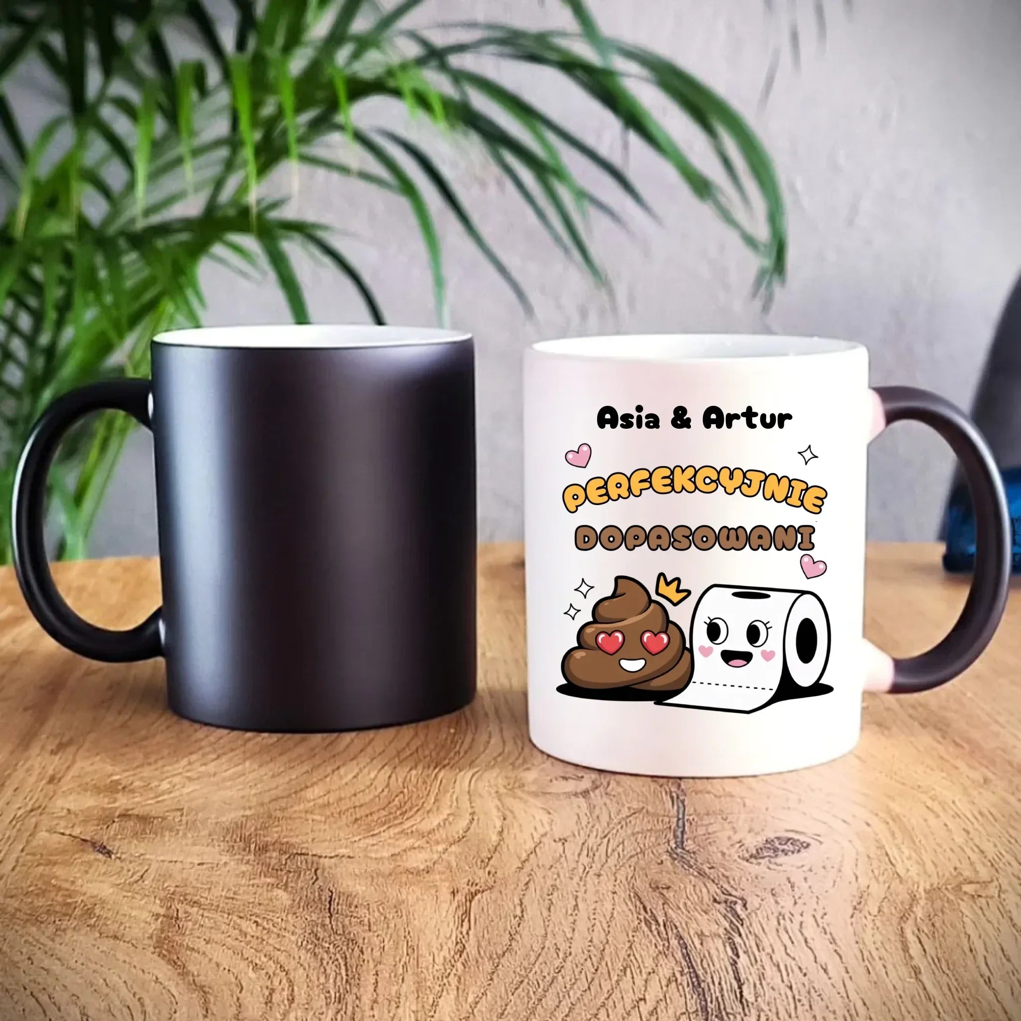 Kubek magiczny dla par - Perfekcyjnie dopasowani - personalizowany W81 - StoryCups.pl