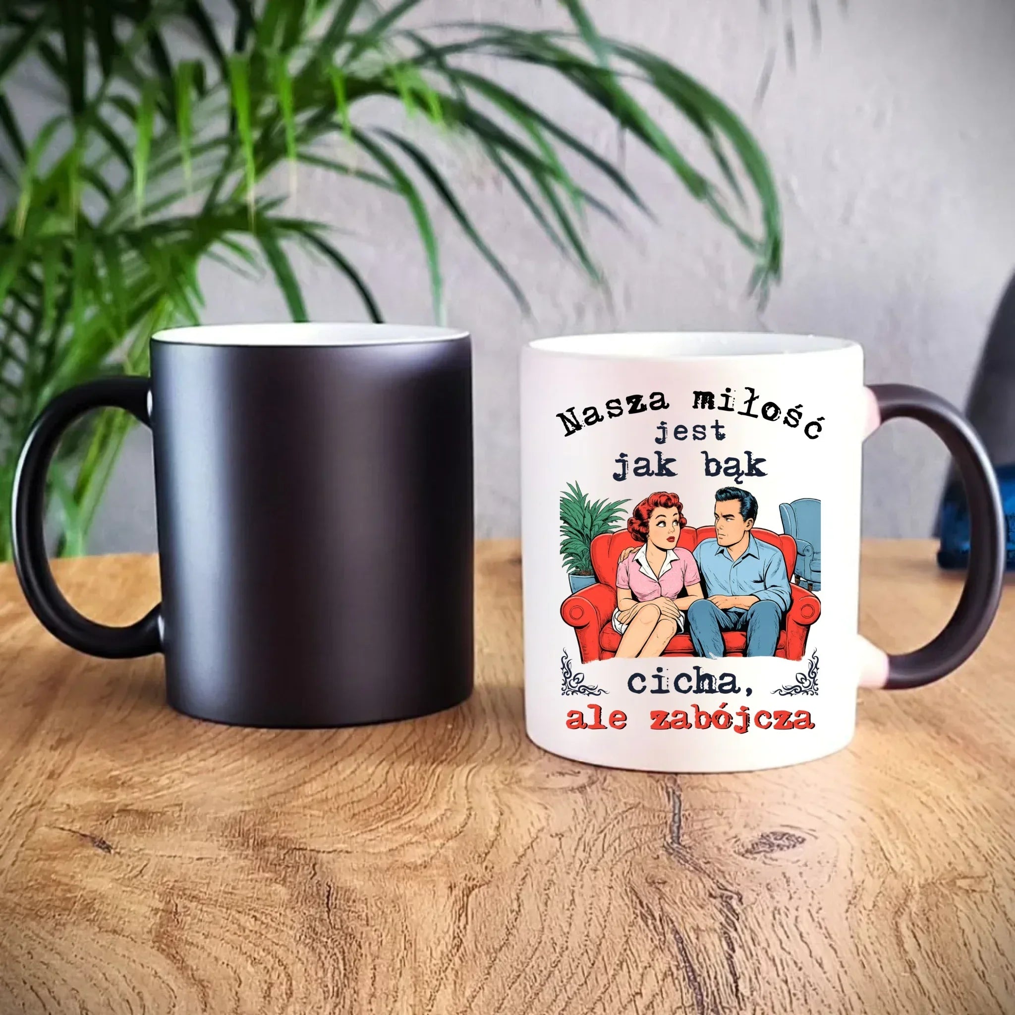 Kubek magiczny dla par - Nasza miłość jest jak bąk W70 - StoryCups.pl