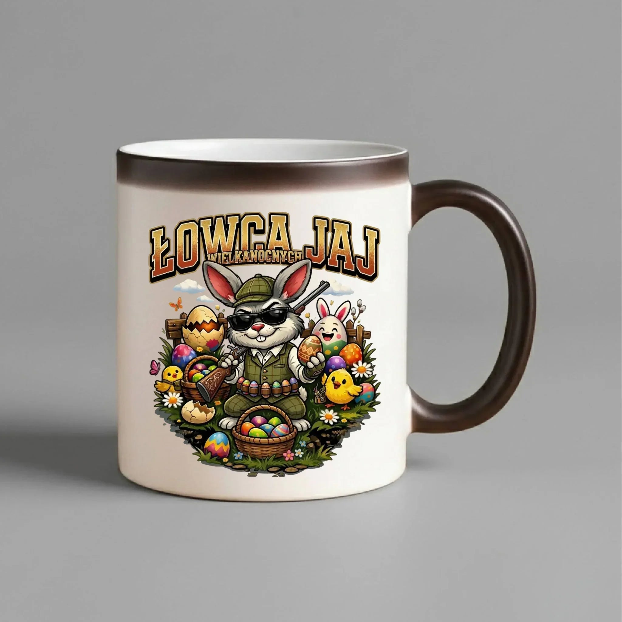 Kubek magiczny wielkanocny - Zając Łowca Jaj WN12 - StoryCups.pl