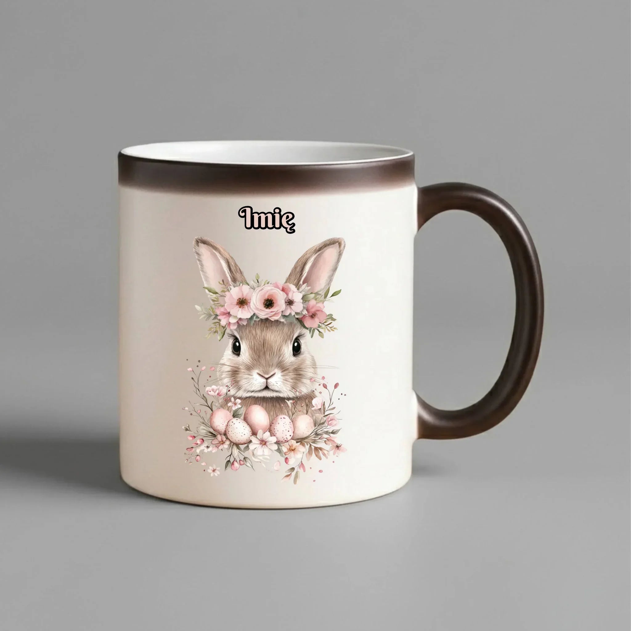 Kubek magiczny na Wielkanoc - Zajączek Boho - Prezent personalizowany WN05 - StoryCups.pl
