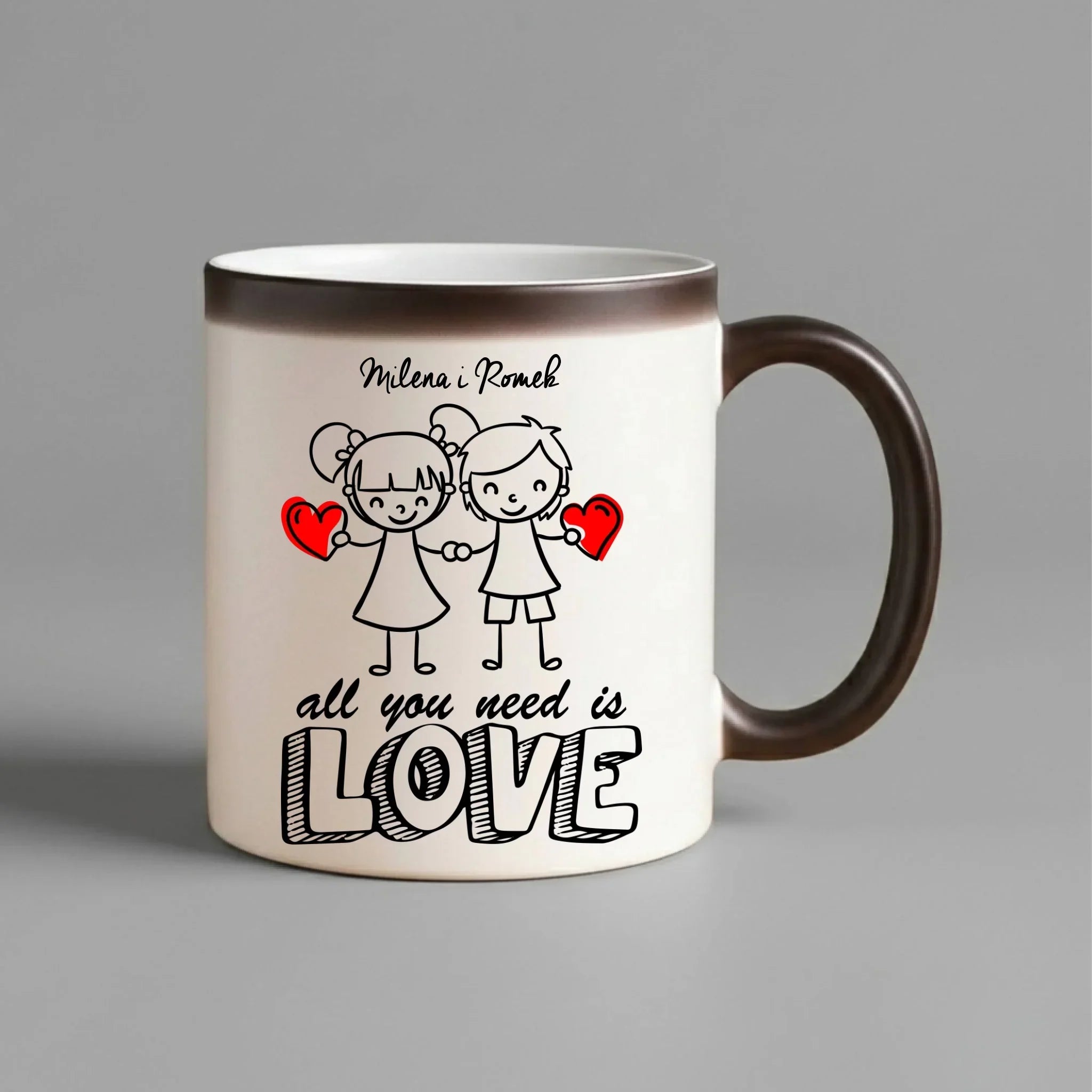 Kubek magiczny dla par - All You need is love - personalizowany W13 - StoryCups.pl