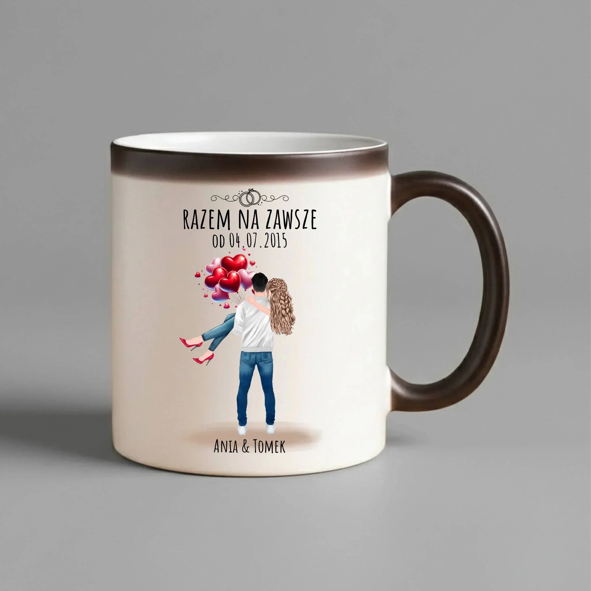 Kubek magiczny dla par na rocznicę - Razem na zawsze - personalizowany W14 - StoryCups.pl