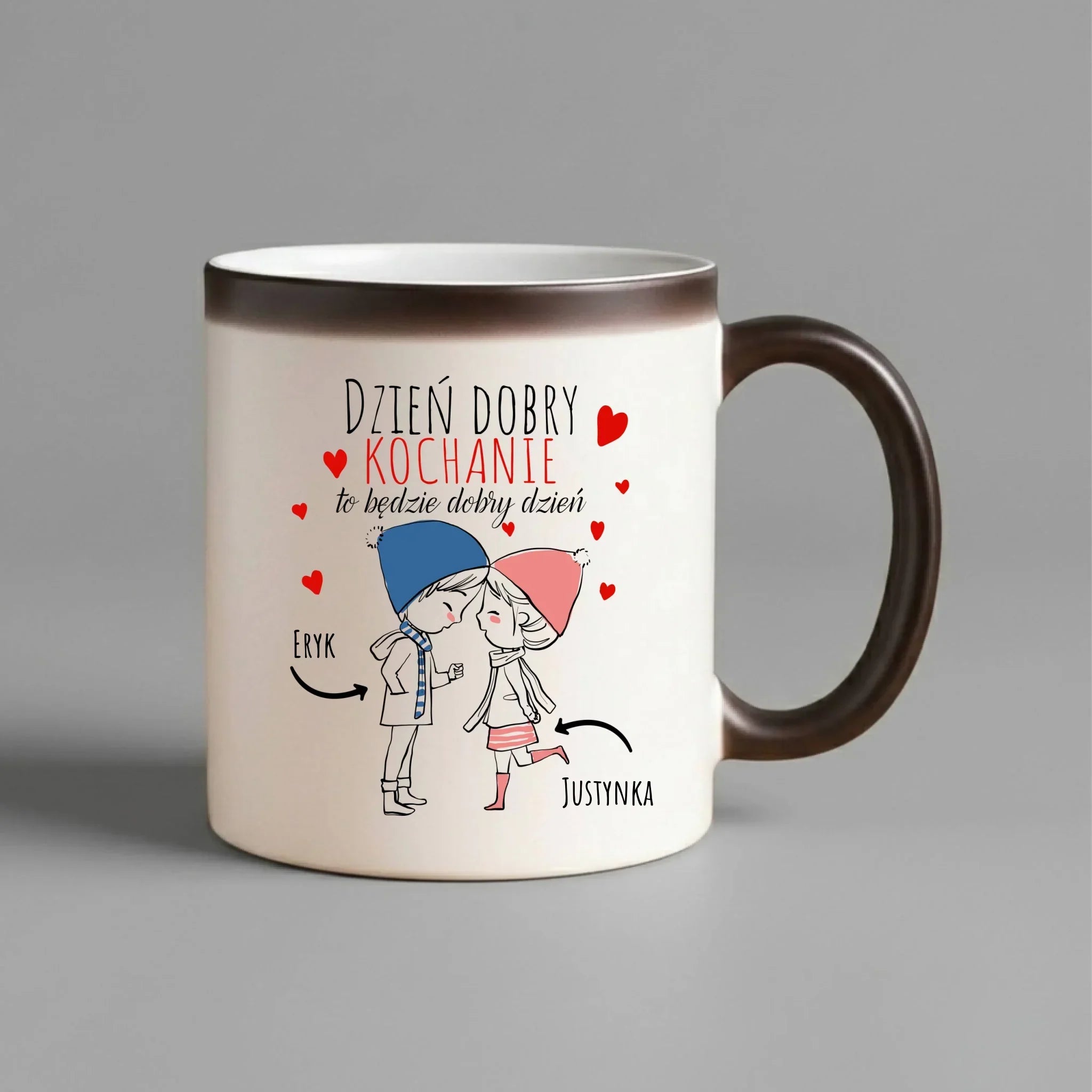 Kubek magiczny dla par - Dzień dobry Kochanie - personalizowany W10 - StoryCups.pl