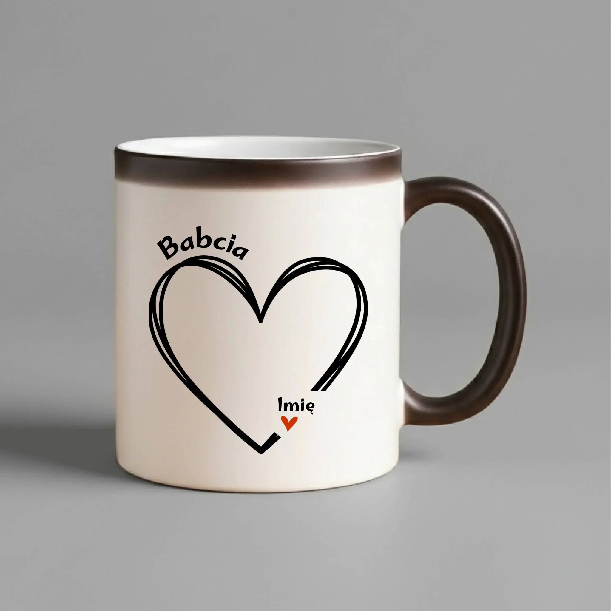Kubek magiczny dla babci - Serce z imionami wnuków 1-7 - personalizowany B26 - StoryCups.pl