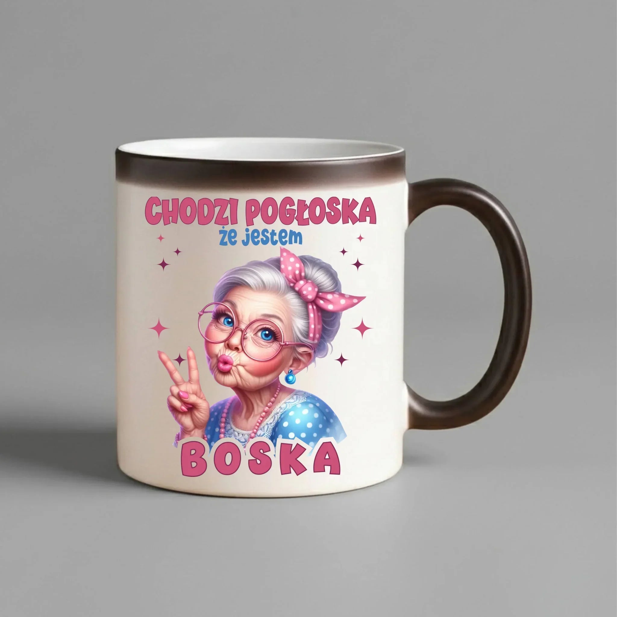 Kubek magiczny dla babci - Chodzi pogłoska, że jestem boska B16 - StoryCups.pl