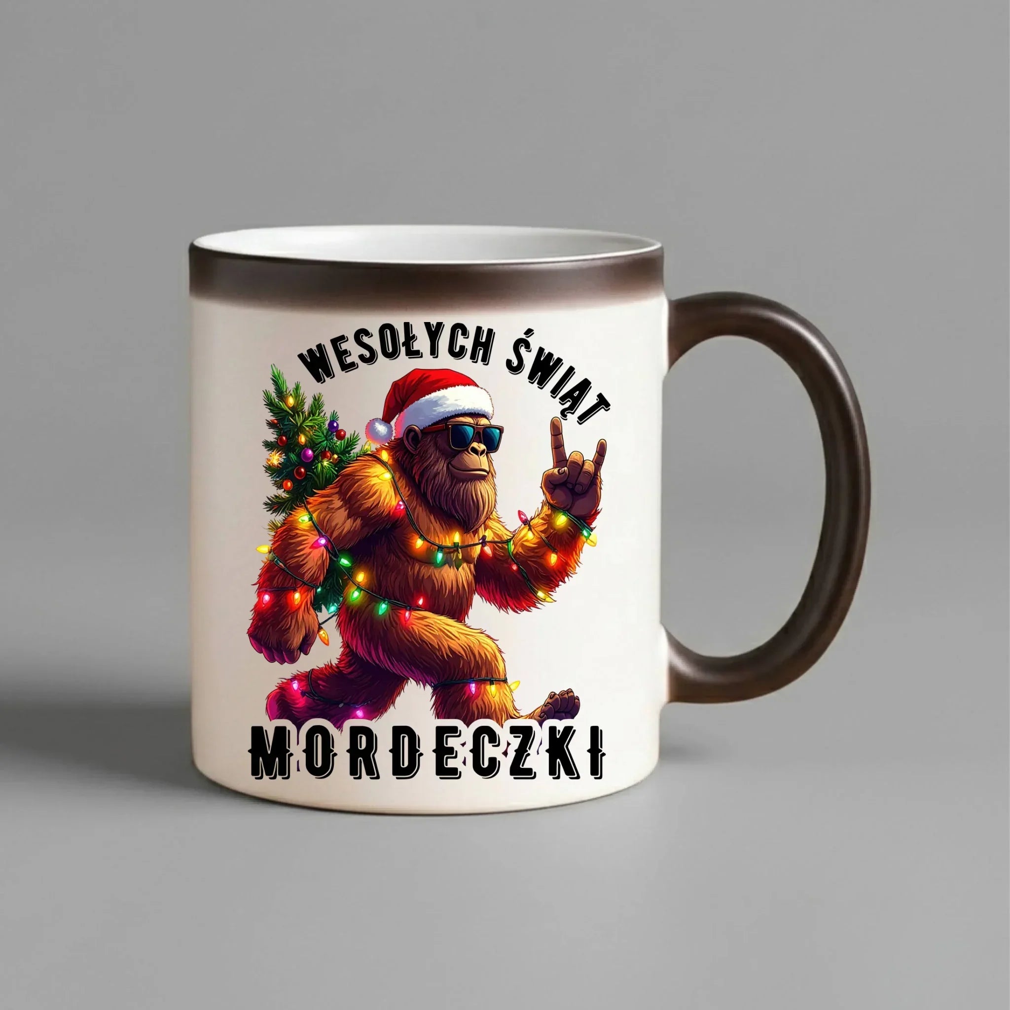Kubek magiczny świąteczny - prezent na święta - Yeti Wesołych Świąt mordeczki BN152 - StoryCups.pl