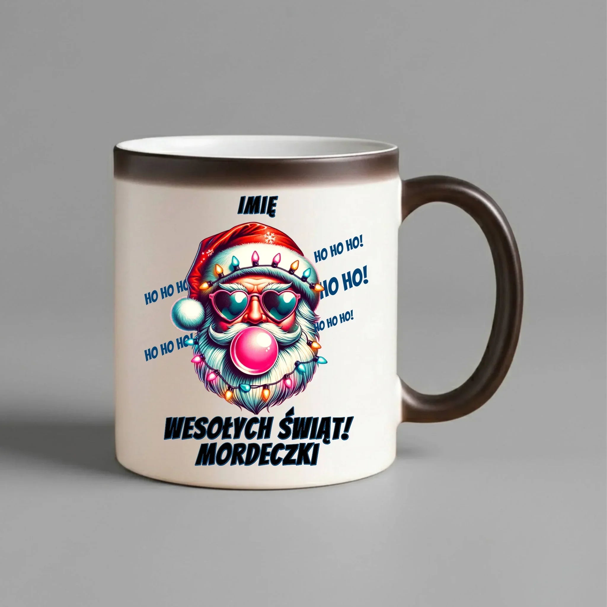 Kubek magiczny świąteczny - Mikołaj Wesołych Świąt Mordeczki - personalizowany BN17 - StoryCups.pl