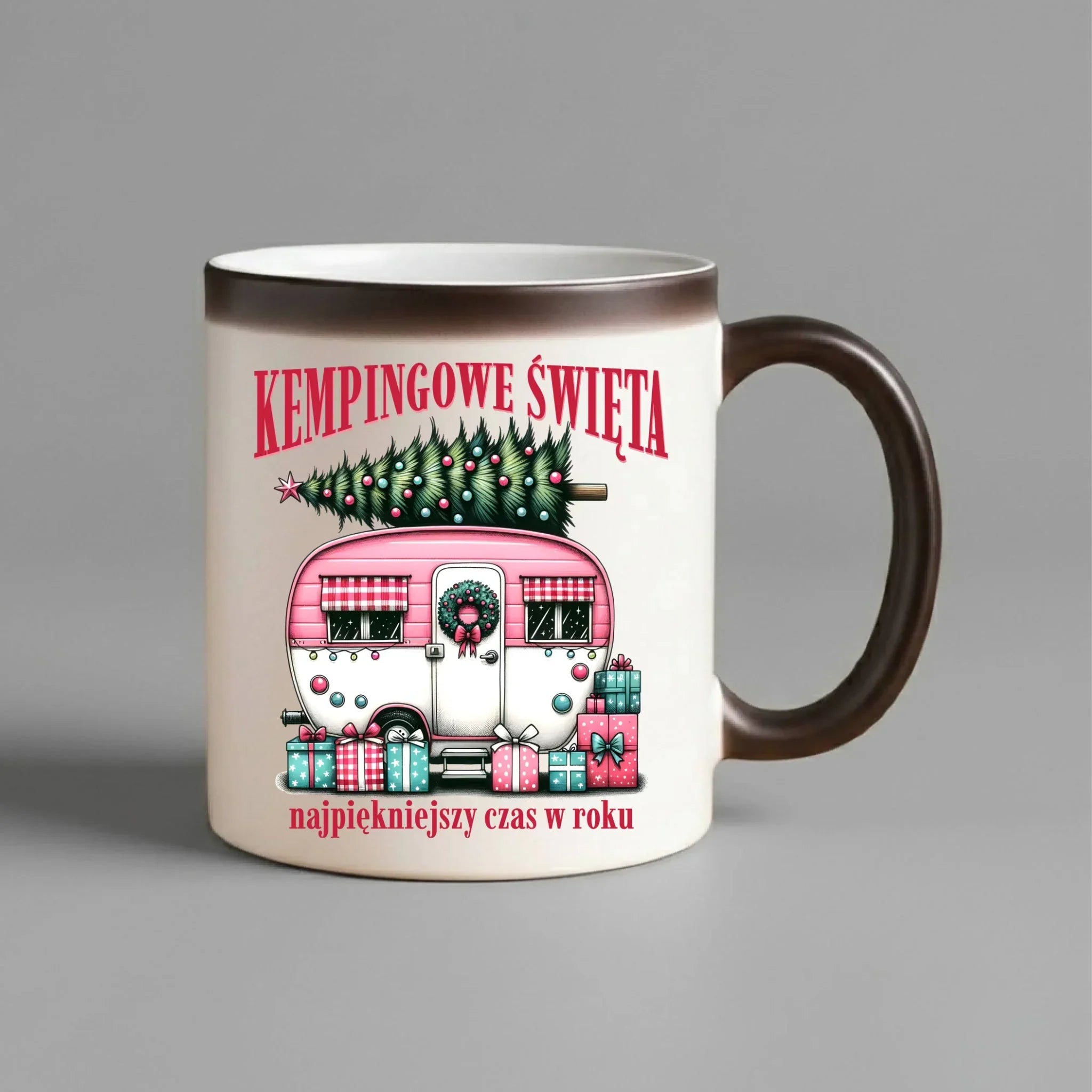 Kubek magiczny świąteczny - Kamper Kempingowe Święta BN40 - StoryCups.pl