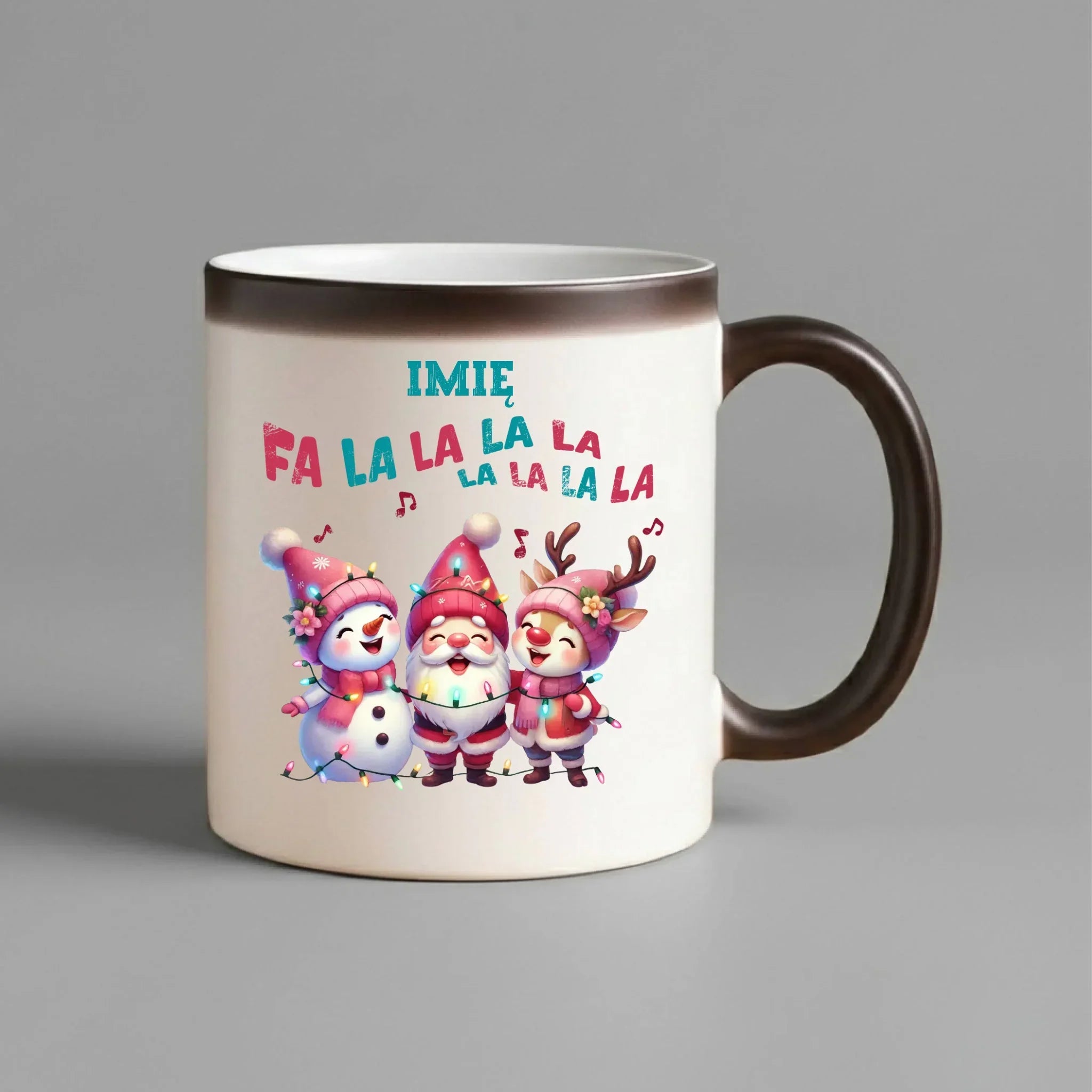 Kubek magiczny świąteczny - Fa la la la - personalizowany BN51 - StoryCups.pl